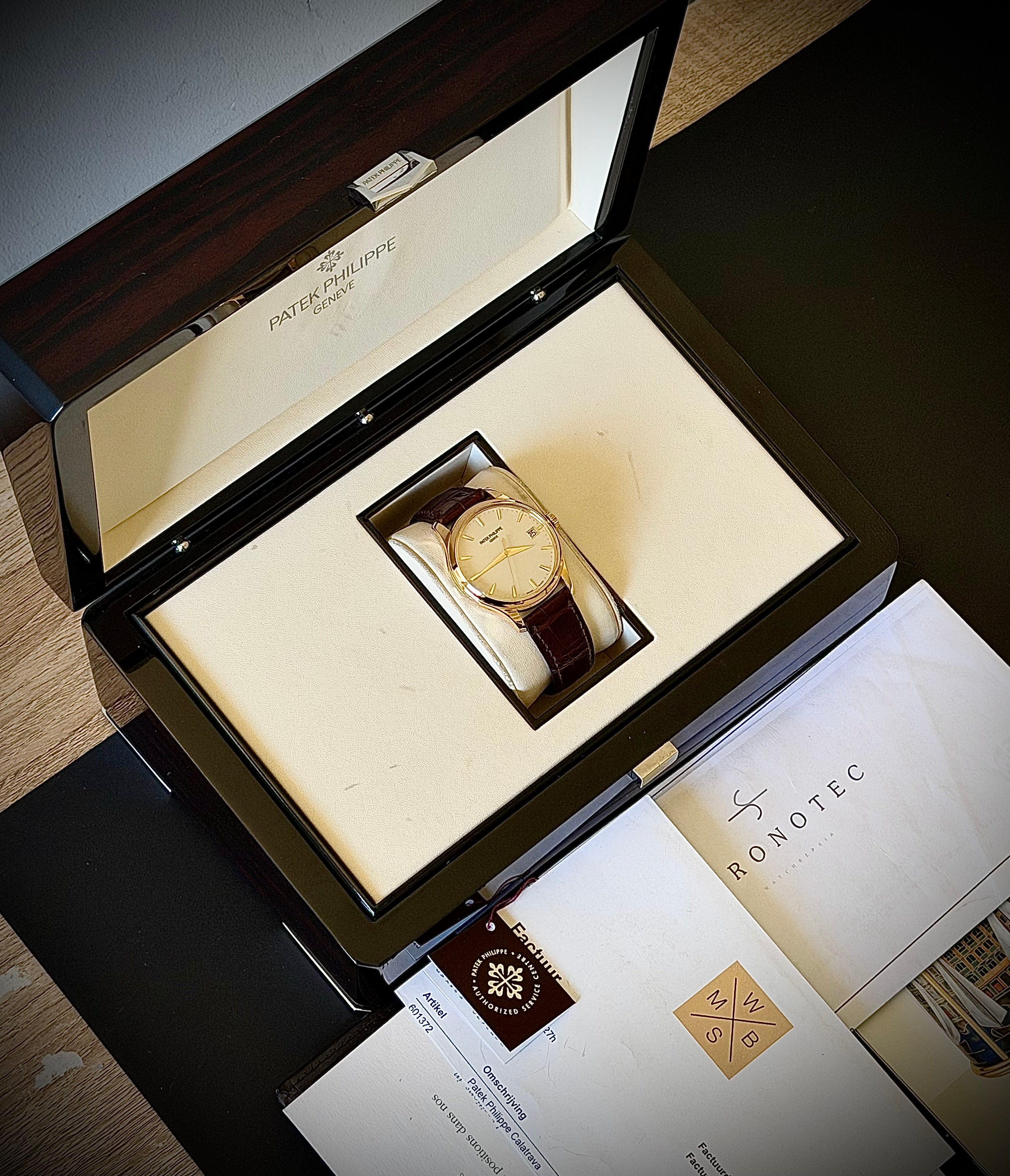 2013 PATEK PHILIPPE CALATRAVA, 5227J-001, 18CT YELLOW GOLD, FULL SET, PATEK SERVICED, ORIGINAL PURCHASE RECEIPT, INC GST