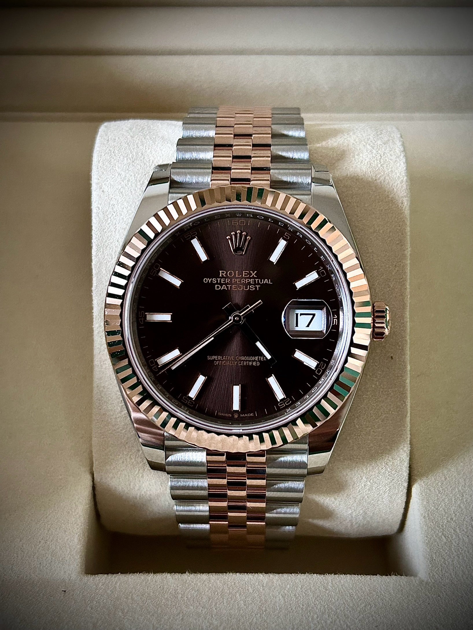 2025 ROLEX DATEJUST 41, CHOCOLATE DIAL, 126331, FULL SET, INC GST