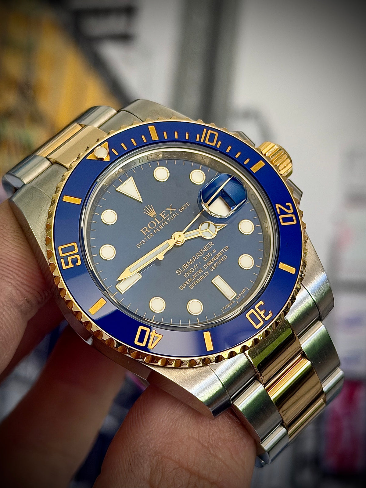 2015 ROLEX SUBMARINER DATE “BLUESY”, 116613LB, FULL SET, INC GST