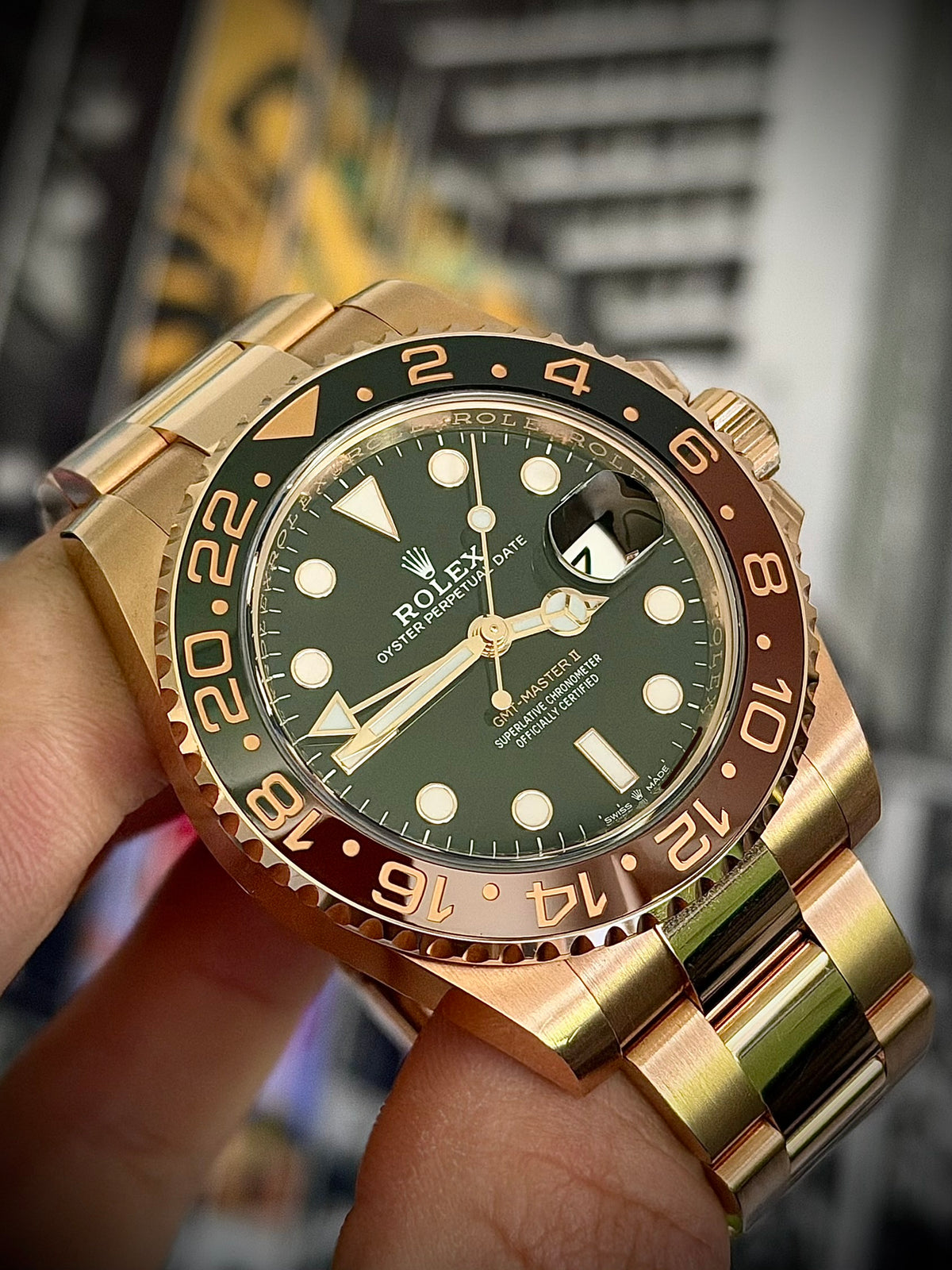 2020 ROLEX GMT-MASTER II “ROOT BEER”, 126715CHNR, 18CT EVEROSE GOLD, FULL SET, EXCELLENT CONDITION, INC GST