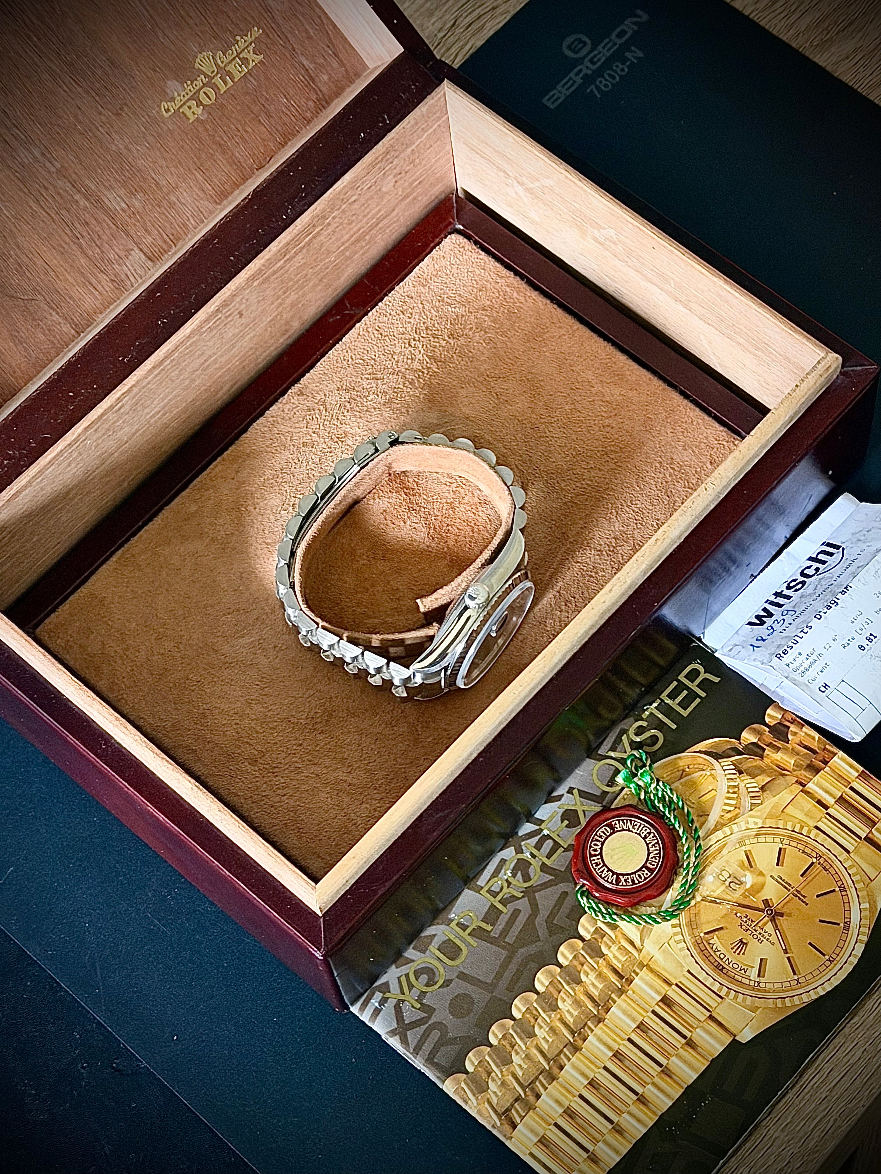 1989 ROLEX DAY-DATE 36, 18239, BLUE DIAMOND DIAL, BOX & BOOKLETS, INC GST