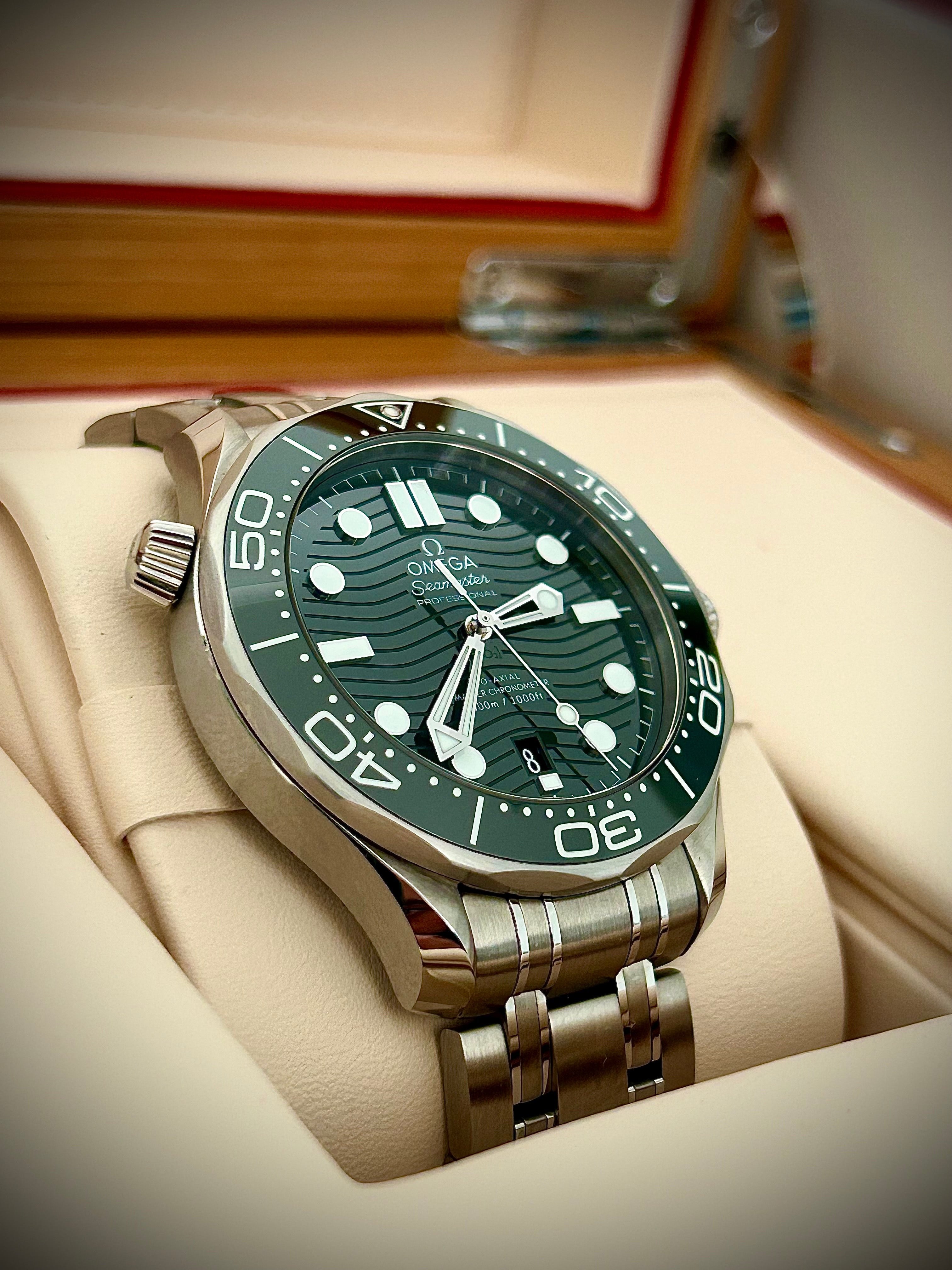 2022 OMEGA SEAMASTER 300, GREEN DIAL, FULL SET, INC GST