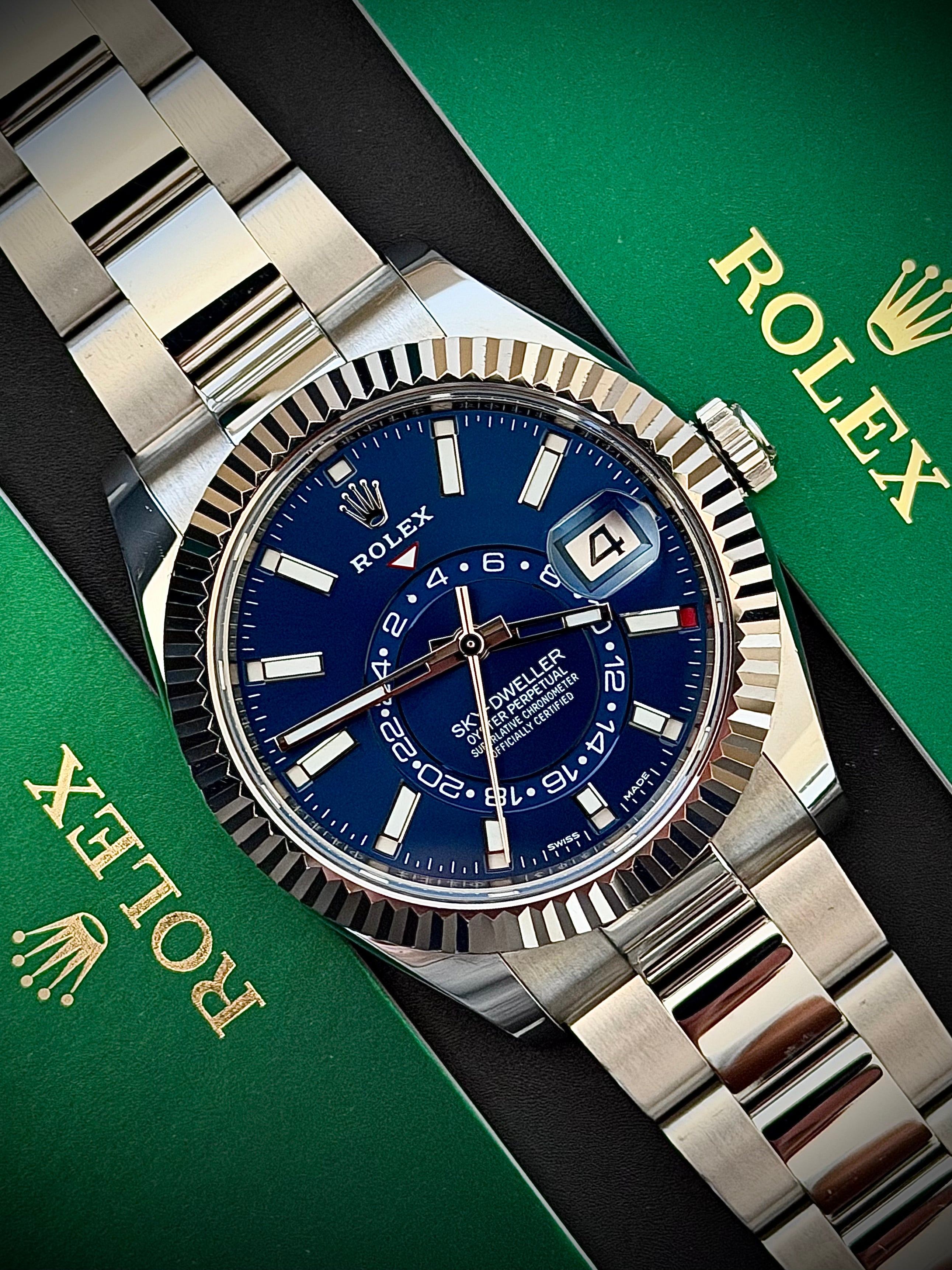 2018 ROLEX SKY DWELLER, BLUE DIAL, OYSTER, 326934, FULL SET, INC GST