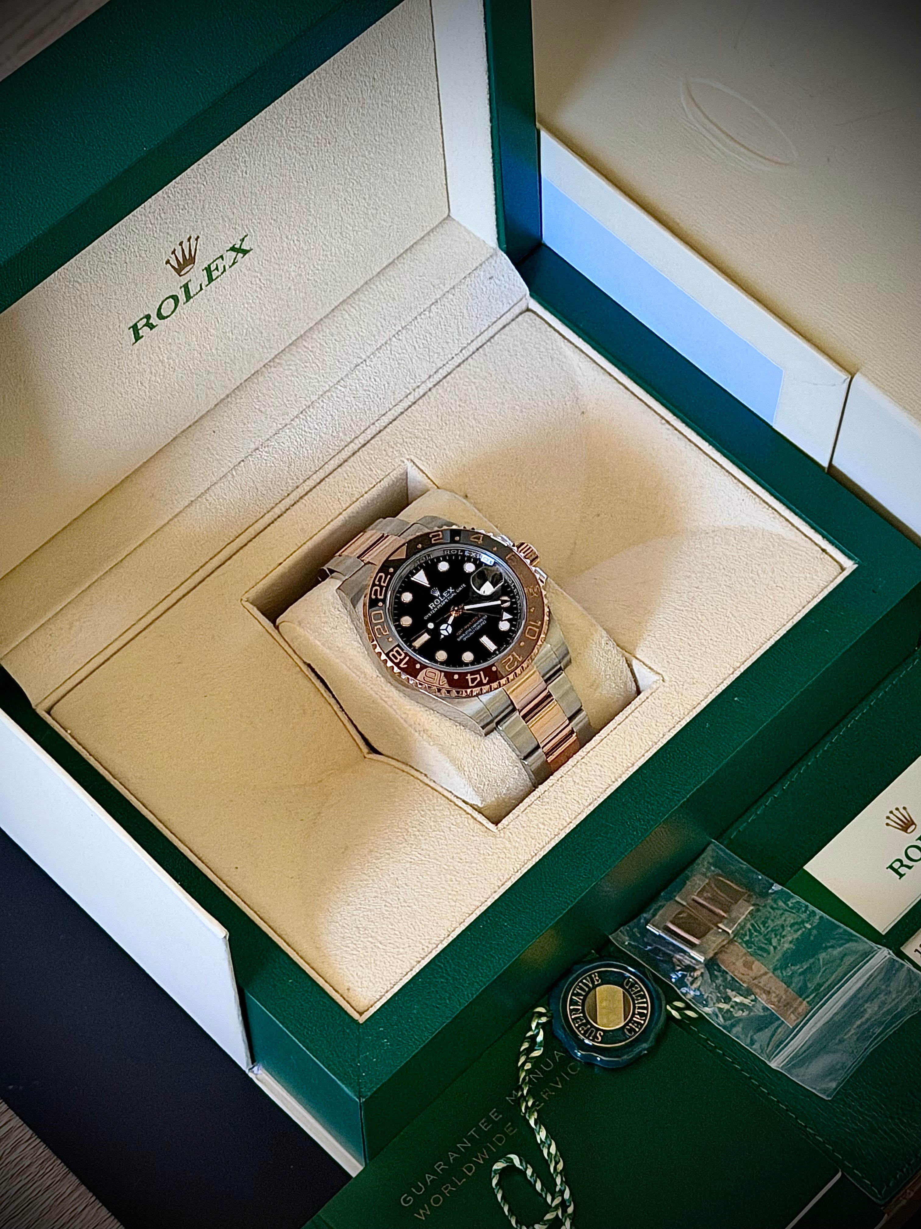 2018 ROLEX GMT MASTER II, ROOTBEER, 126711CHNR, FULL SET, INC GST