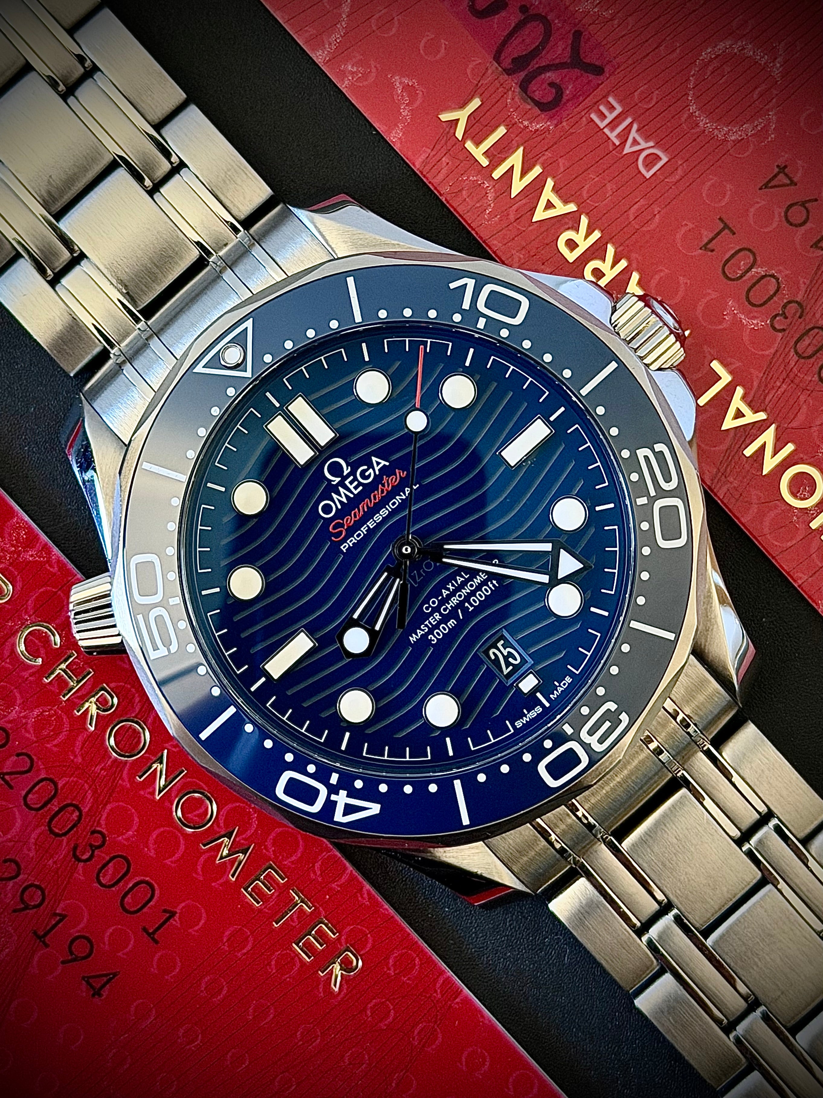 2019 OMEGA SEAMASTER 300, BLUE DIAL, FULL SET, INC GST