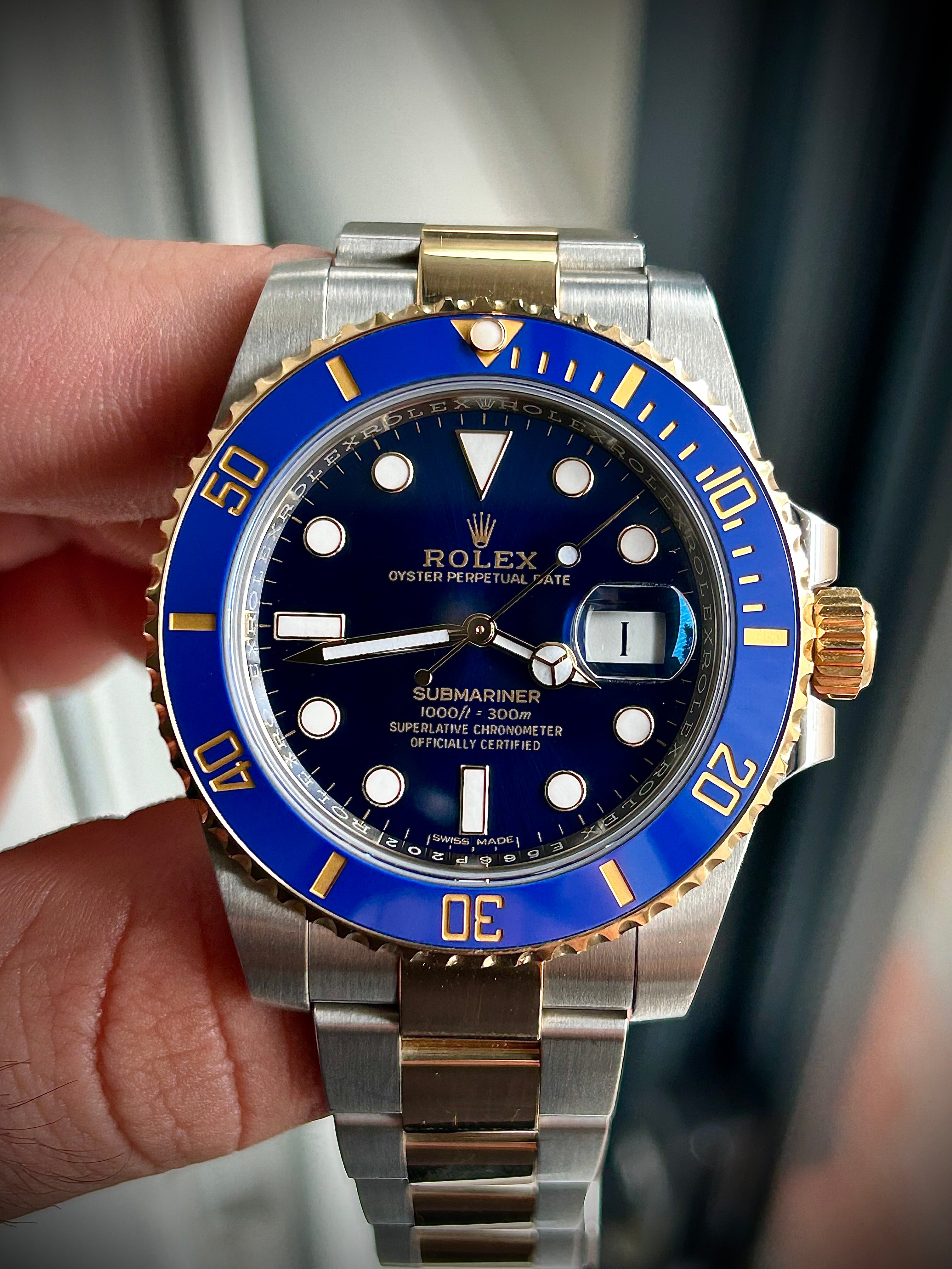 2019 ROLEX SUBMARINER BLUESY 116613LB, BOX AND PAPERS, INC GST