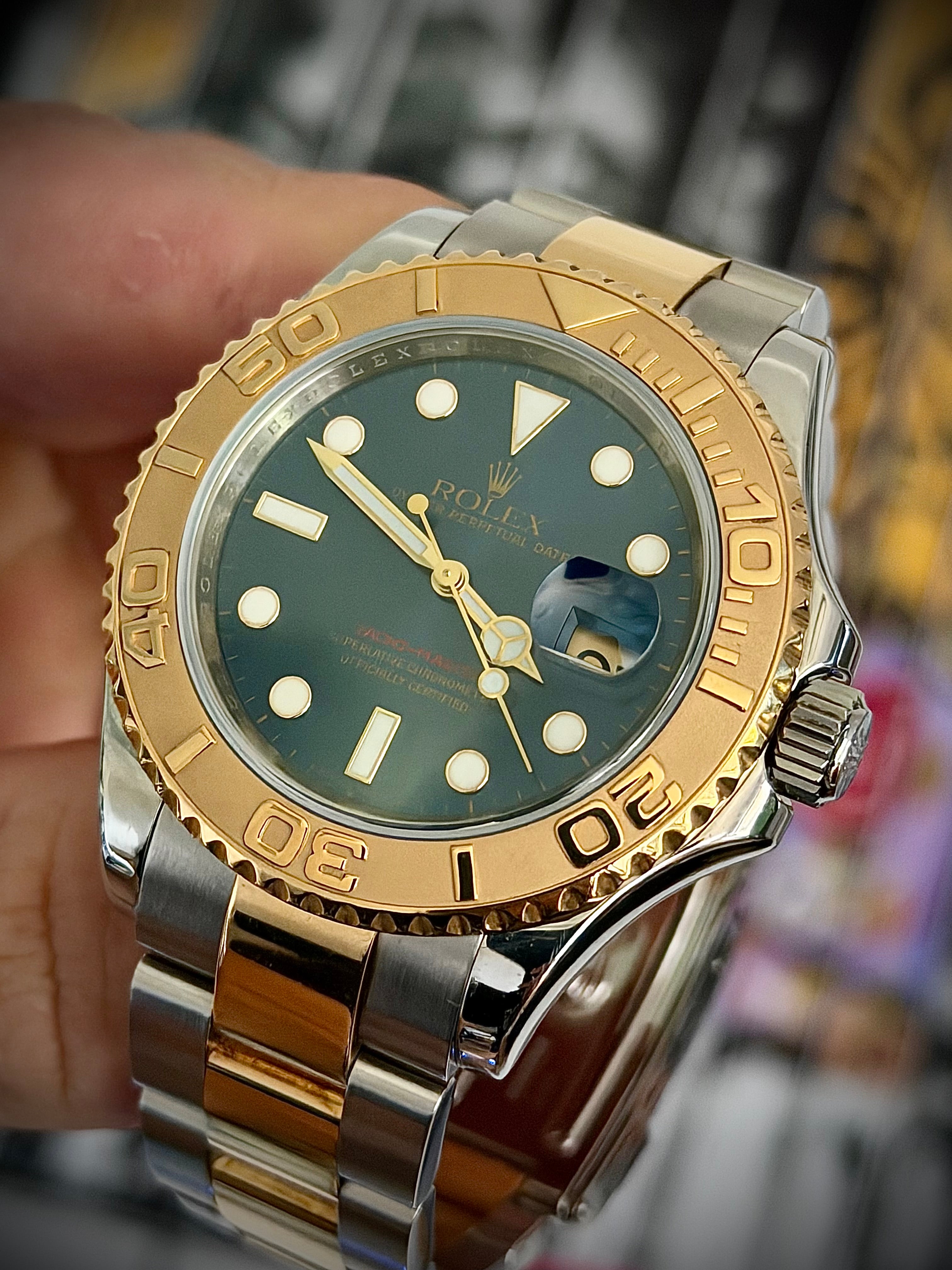 2008 ROLEX YACHT MASTER 40, 16623, BLUE DIAL, TWO-TONE, FULL SET, INC GST