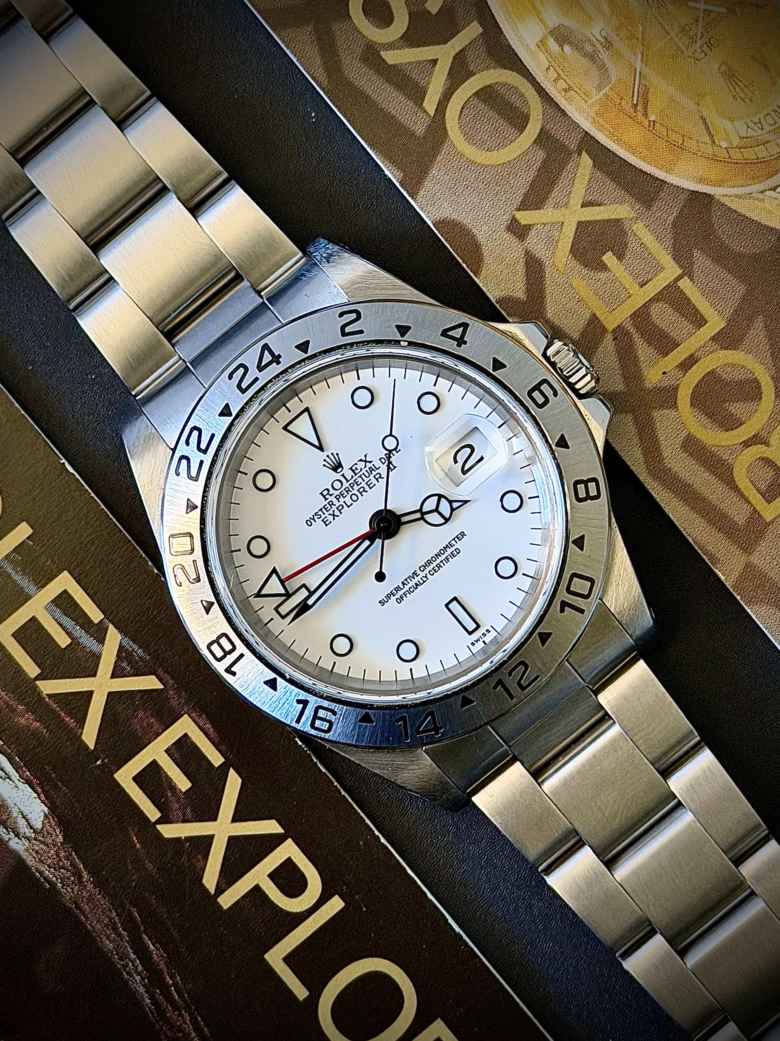 1999 ROLEX EXPLORER II “POLAR”, SWISS ONLY DIAL, 16570, FULL SET, INC GST