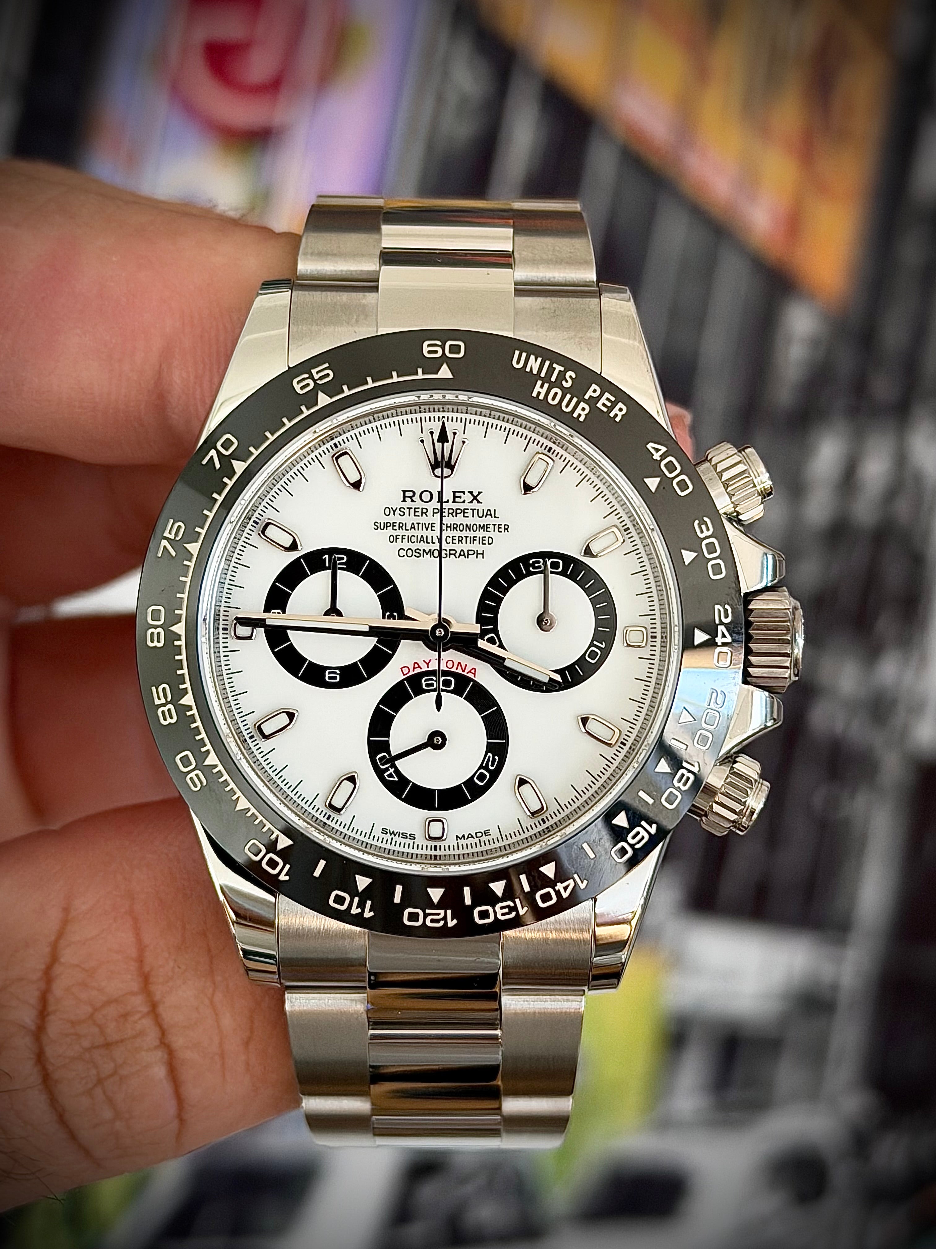 2022 ROLEX COSMOGRAPH DAYTONA, “PANDA” 116500LN, NEAR NEW FACTORY STICKERED, FULL SET, INC GST