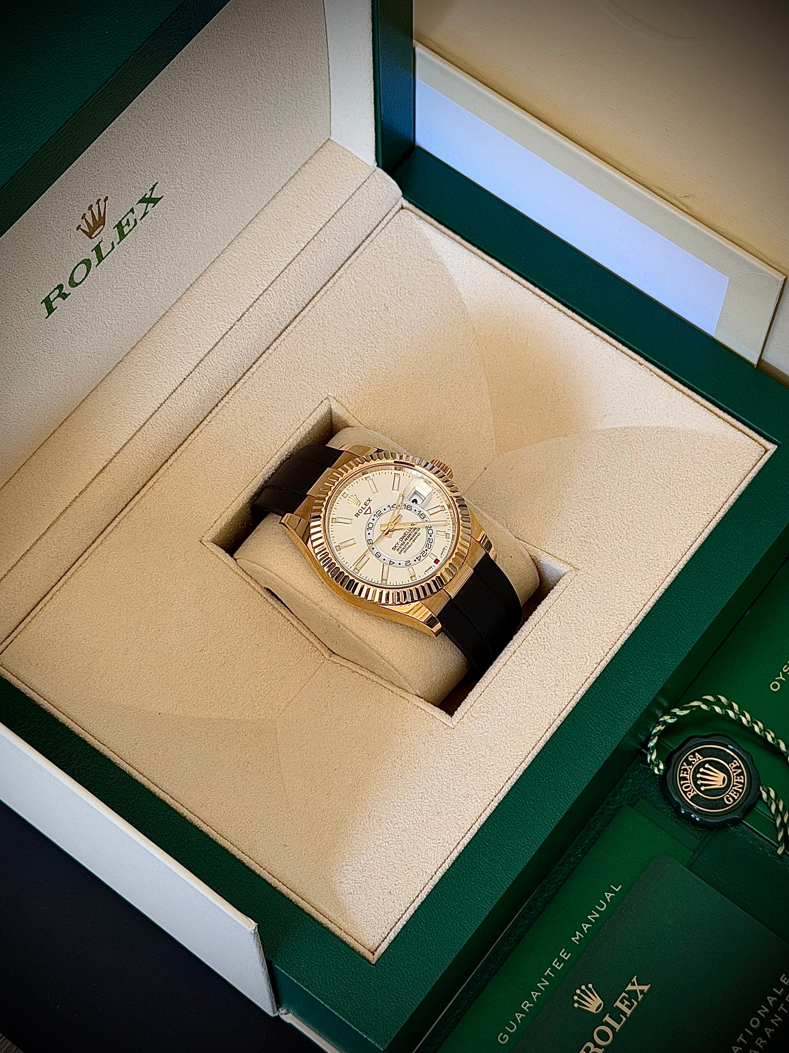 2022 ROLEX SKY-DWELLER, 326238, WHITE DIAL, OYSTERFLEX, FULL SET, INC GST