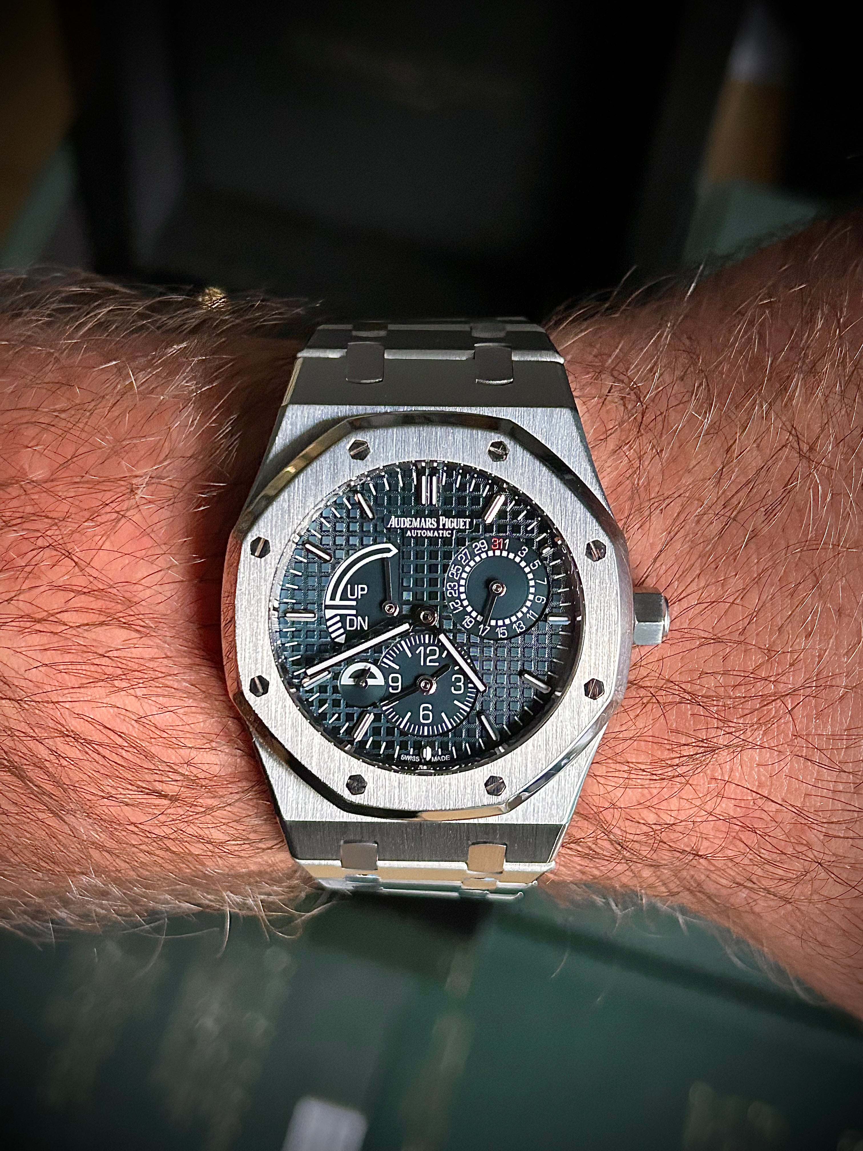 2017 AUDEMARS PIGUET ROYAL OAK DUAL TIME, BLUE DIAL, 26120ST, FULL SET, INC GST