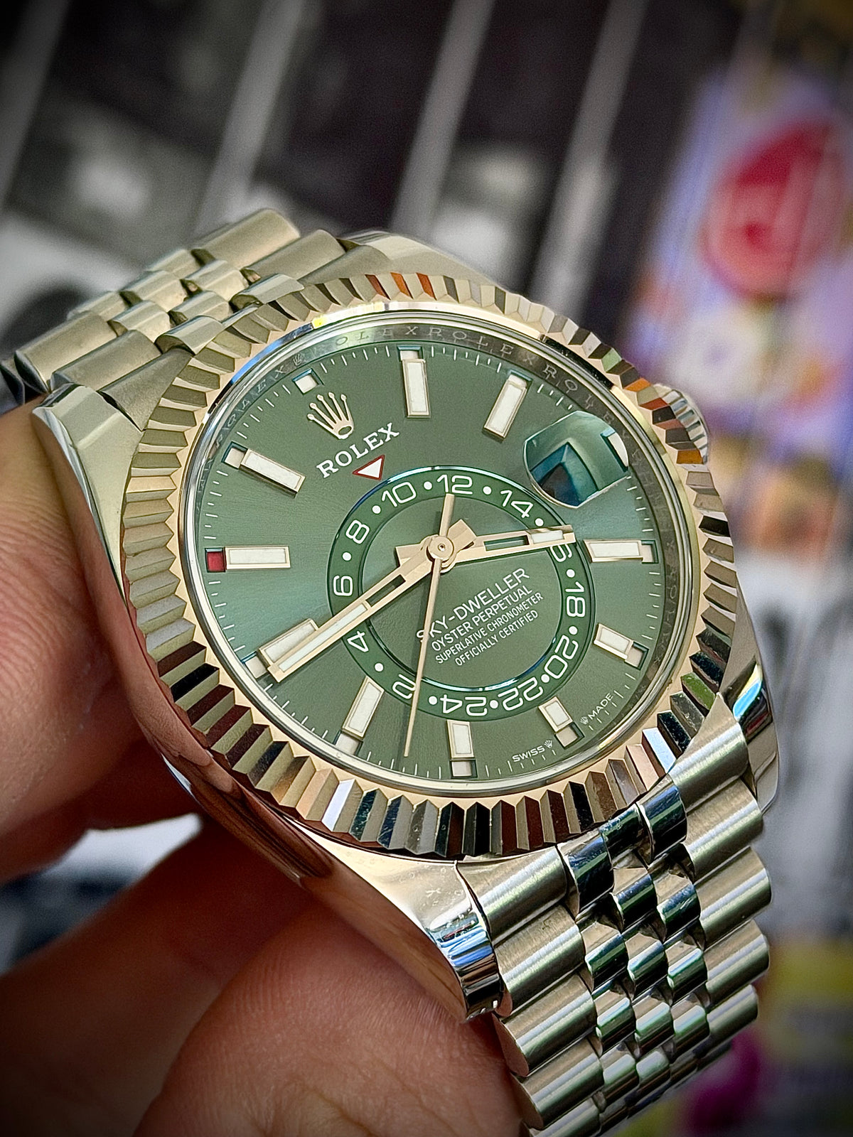 2024 ROLEX SKY-DWELLER, 336934, MINT GREEN DIAL, JUBILEE BRACELET, FULL SET, EXCELLENT CONDITION, INC GST