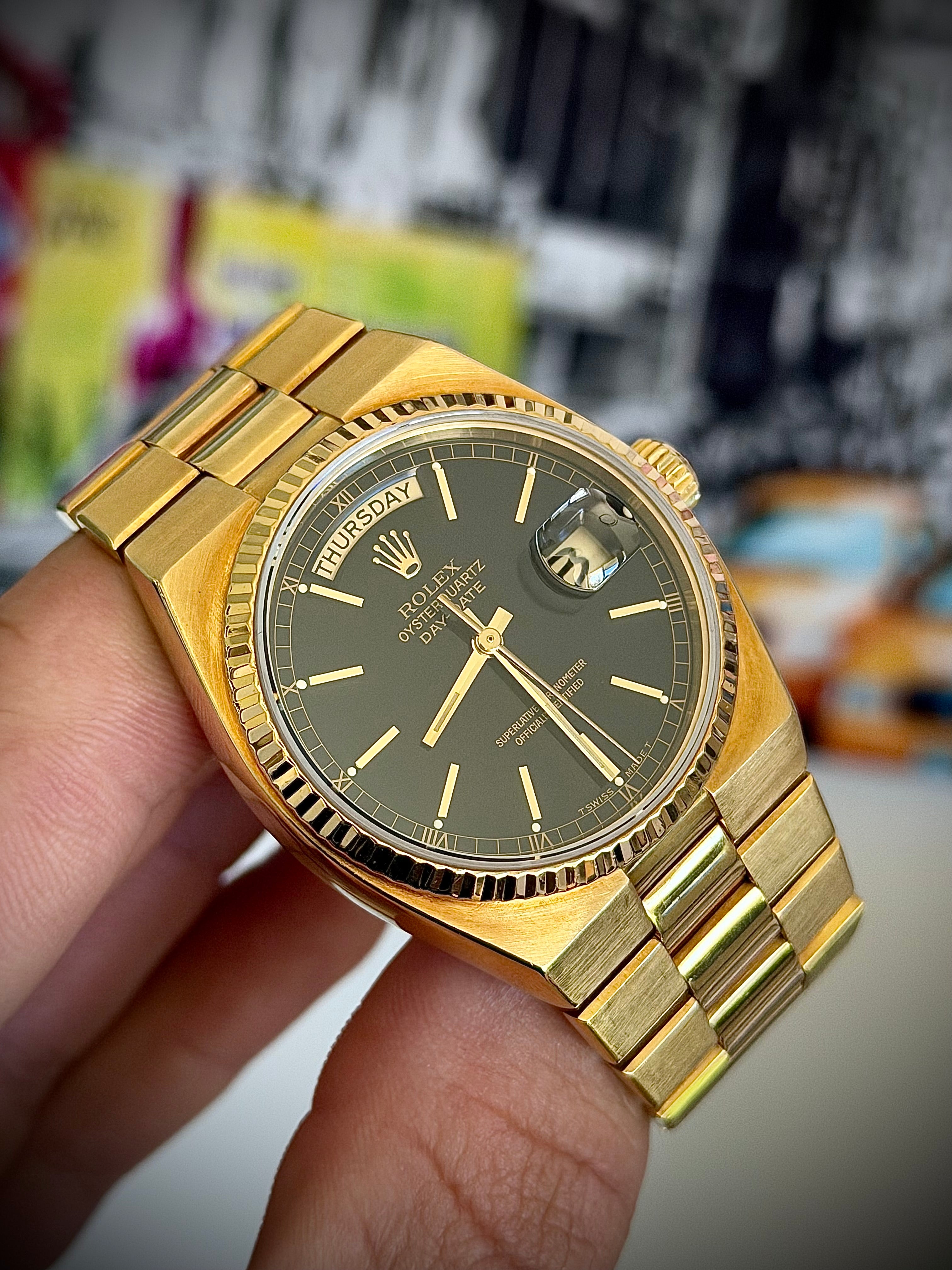 1981 ROLEX DAY-DATE OYSTERQUARTZ, PRESIDENT, 19018, FULL COLLECTORS SET, INC GST