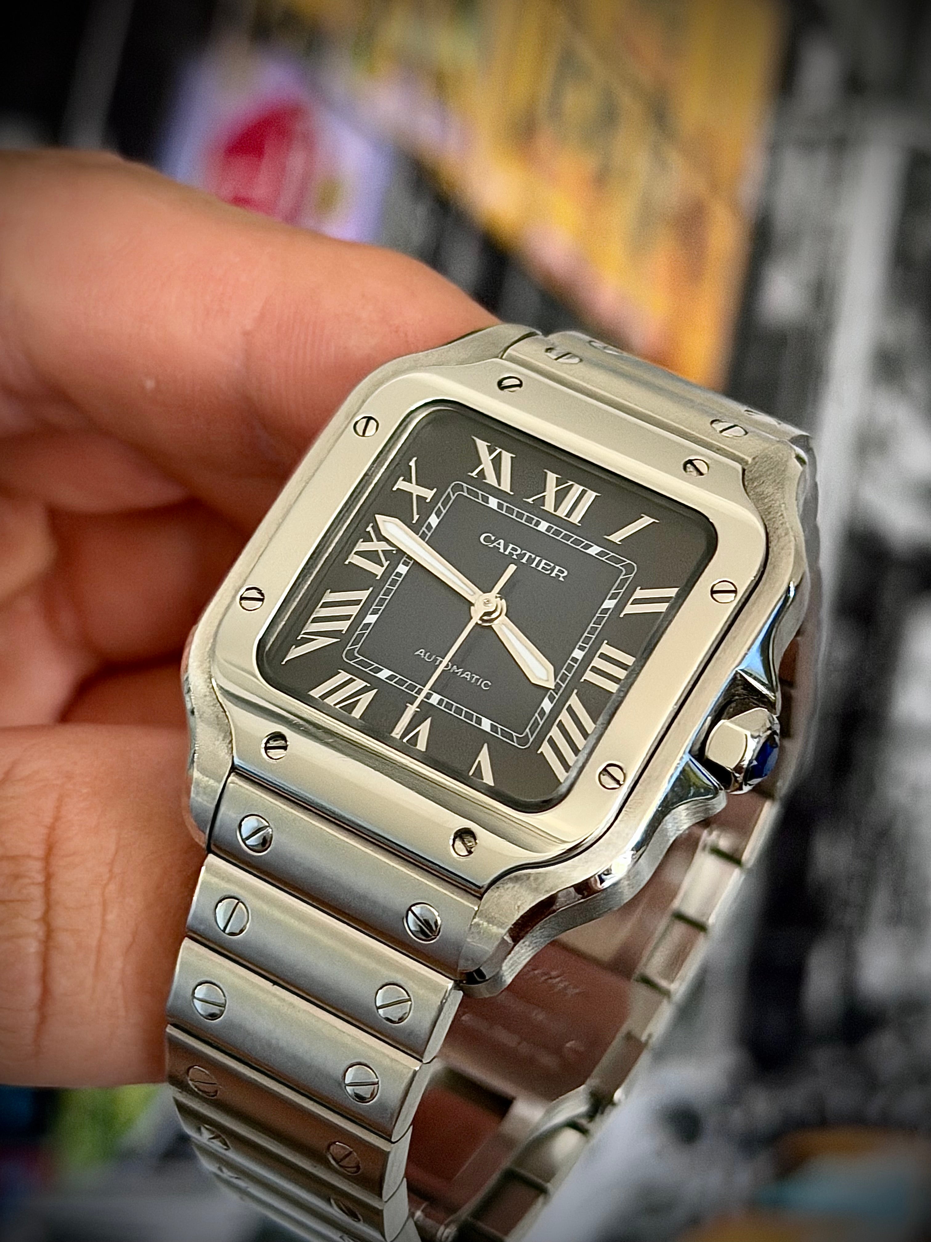 2024 CARTIER SANTOS DE CARTIER MEDIUM, BLUE DIAL, WSSA0063, FULL SET, INC GST