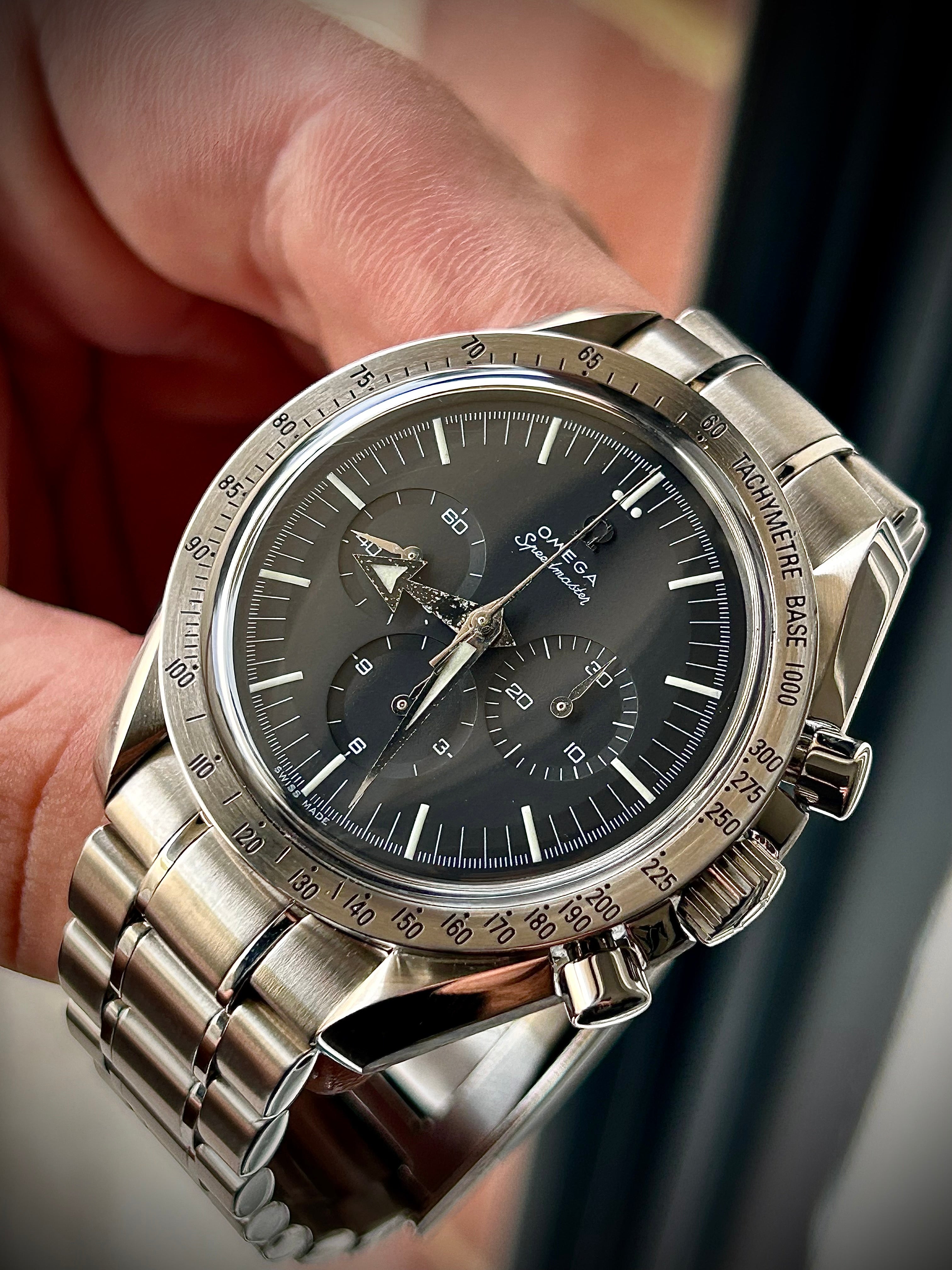 1998 OMEGA SPEEDMASTER BROAD ARROW, 3594.50, FULL SET, INC GST