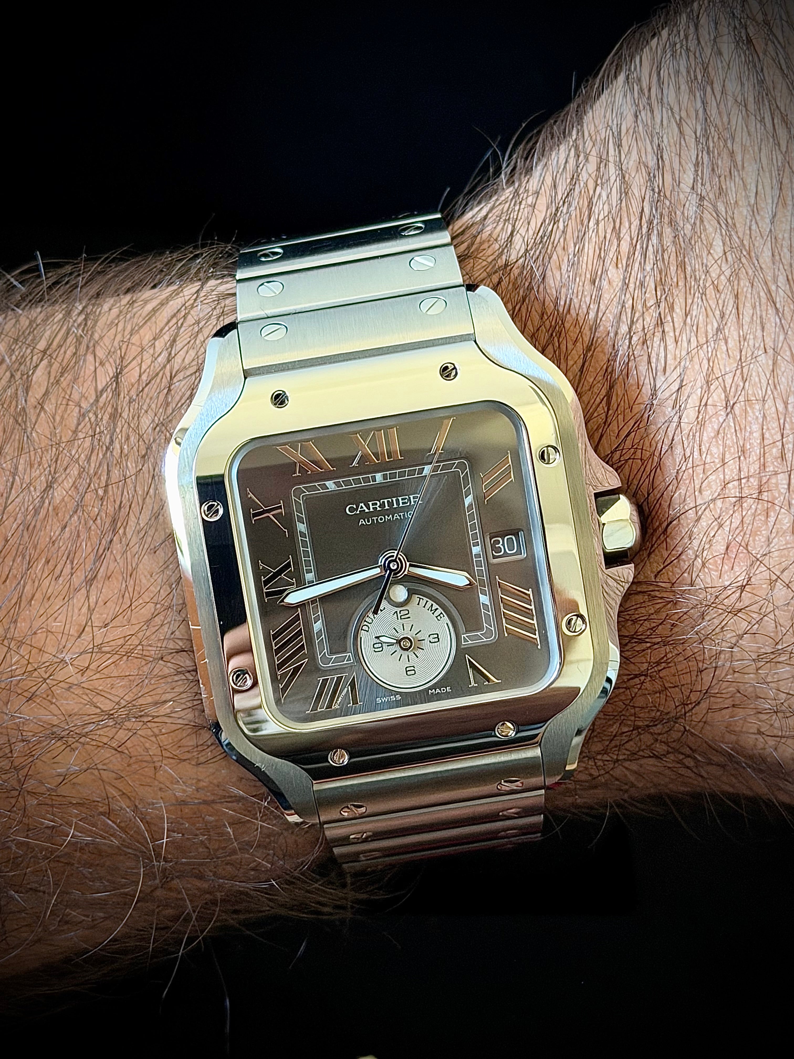 2024 CARTIER SANTOS DE CARTIER LARGE DUAL TIME, WSSA0076, BOX AND PAPERS, INC GST