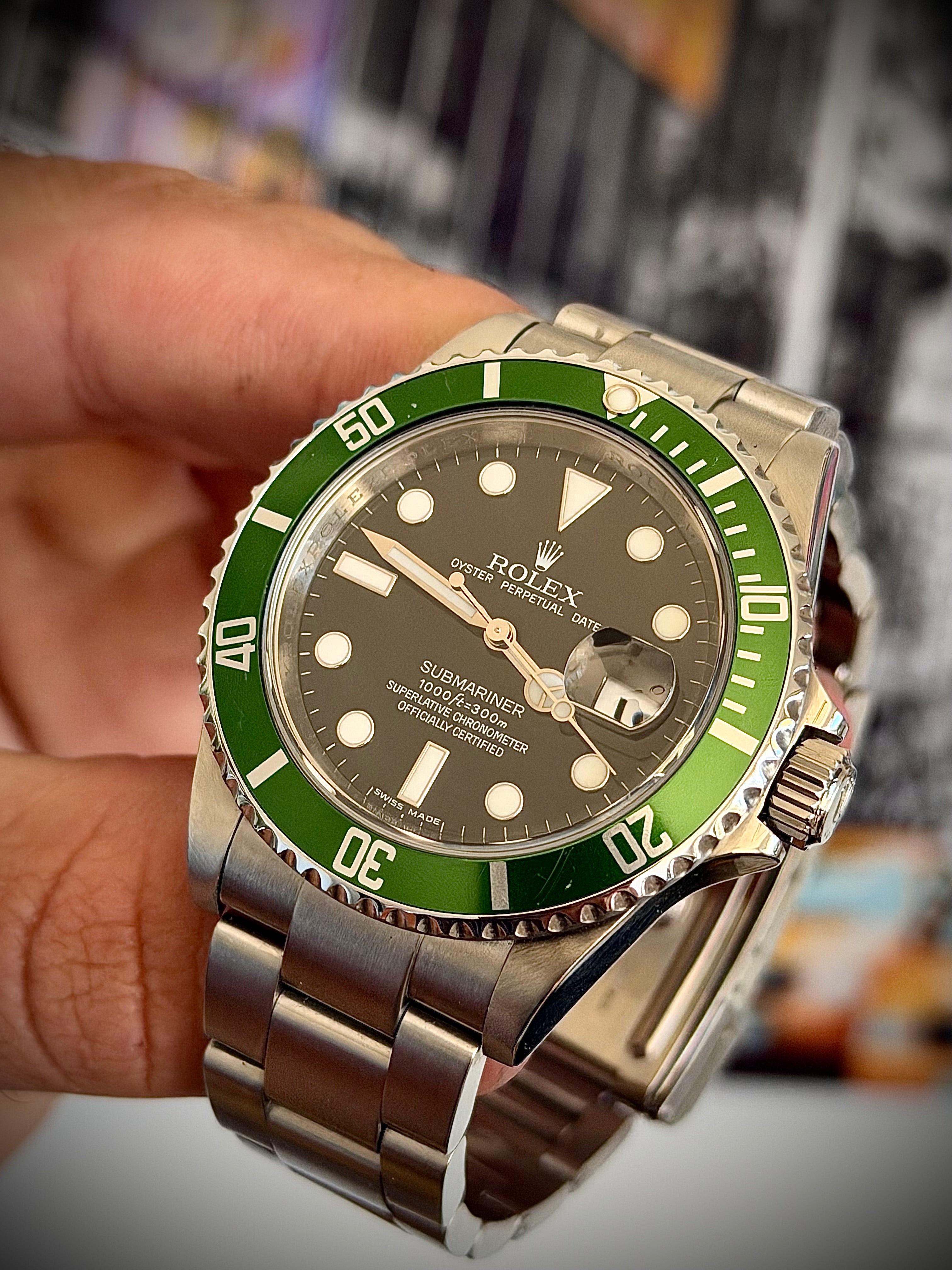 2010 ROLEX SUBMARINER DATE, KERMIT, 16610LV, FULL SET, INC GST
