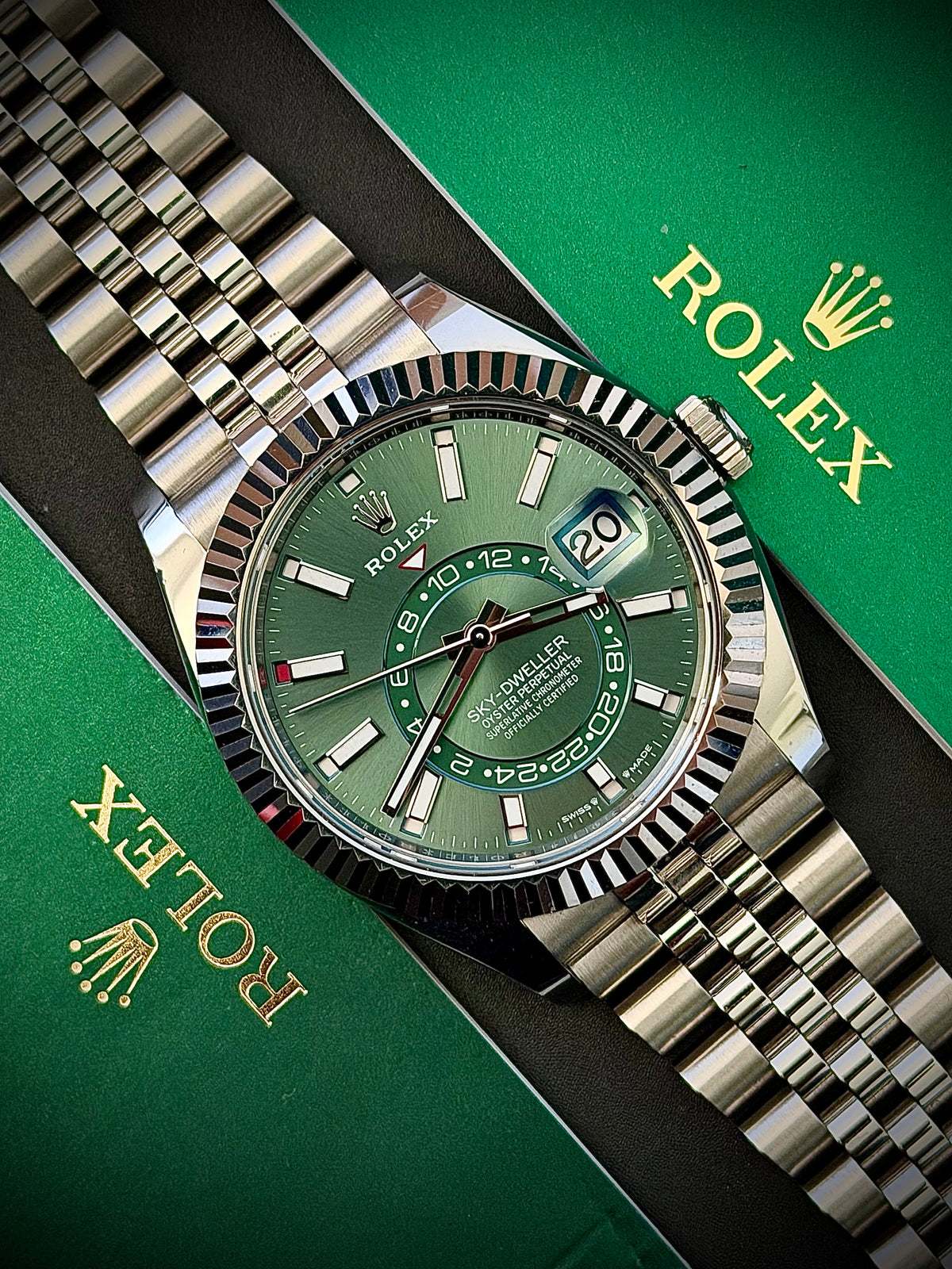 2024 ROLEX SKY-DWELLER, 336934, MINT GREEN DIAL, JUBILEE BRACELET, FULL SET, EXCELLENT CONDITION, INC GST
