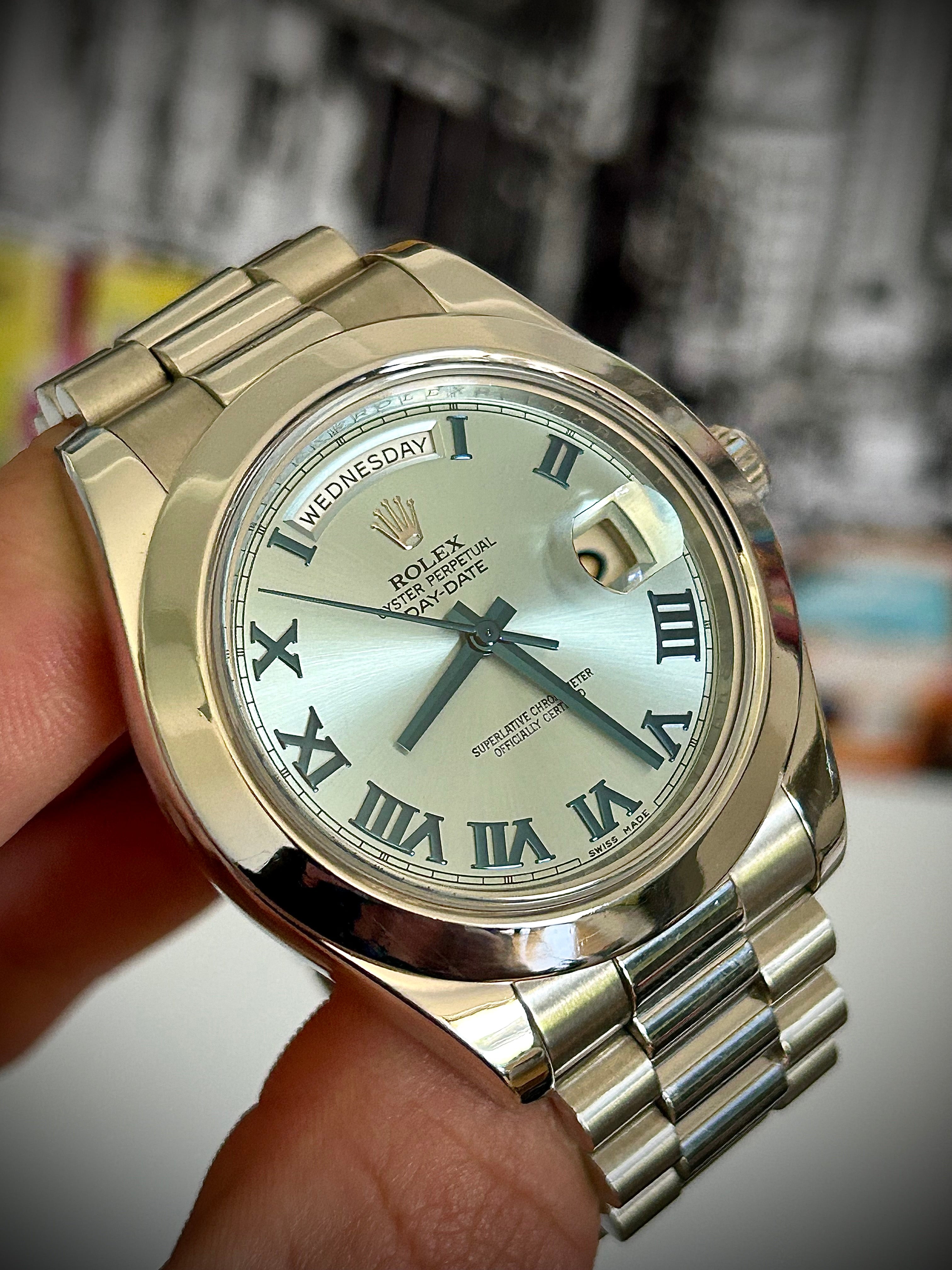 2014 ROLEX DAY-DATE II PLATINUM, 218206, FULL SET, INC GST