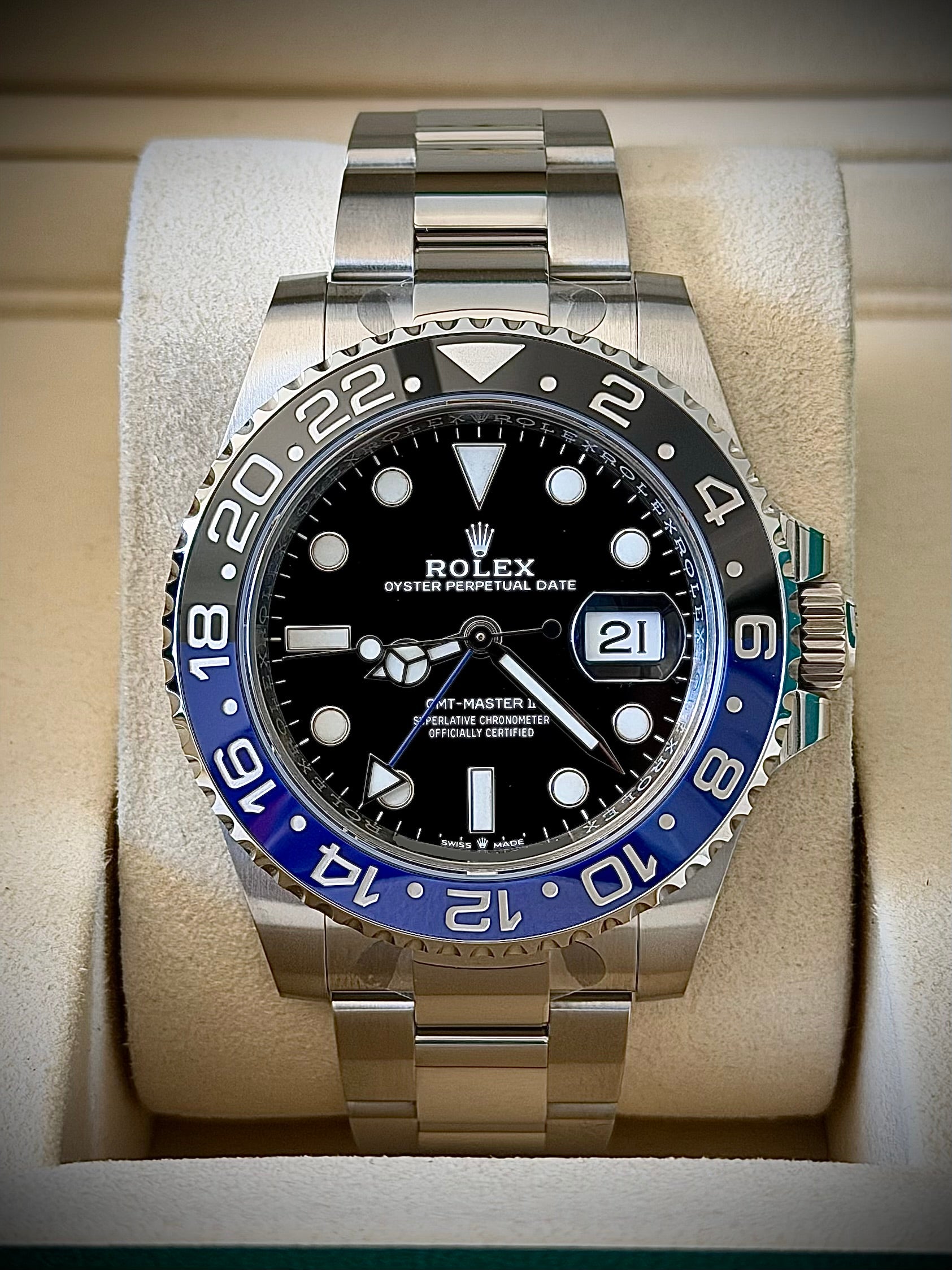 2025 ROLEX GMT MASTER II, BATMAN, BRAND NEW, 126710BLNR, FULL SET, INC GST