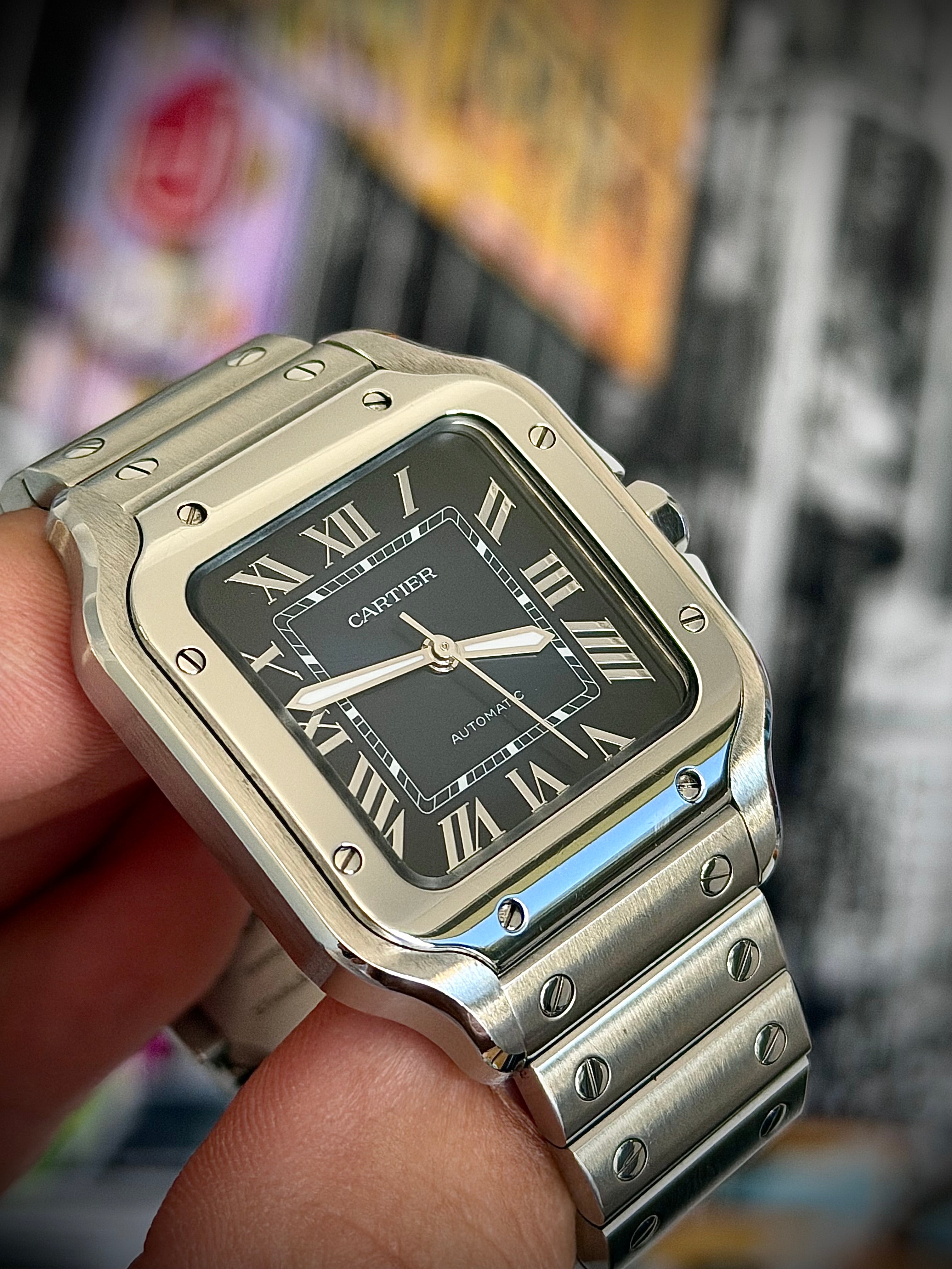 2024 CARTIER SANTOS DE CARTIER MEDIUM, BLUE DIAL, WSSA0063, FULL SET, INC GST