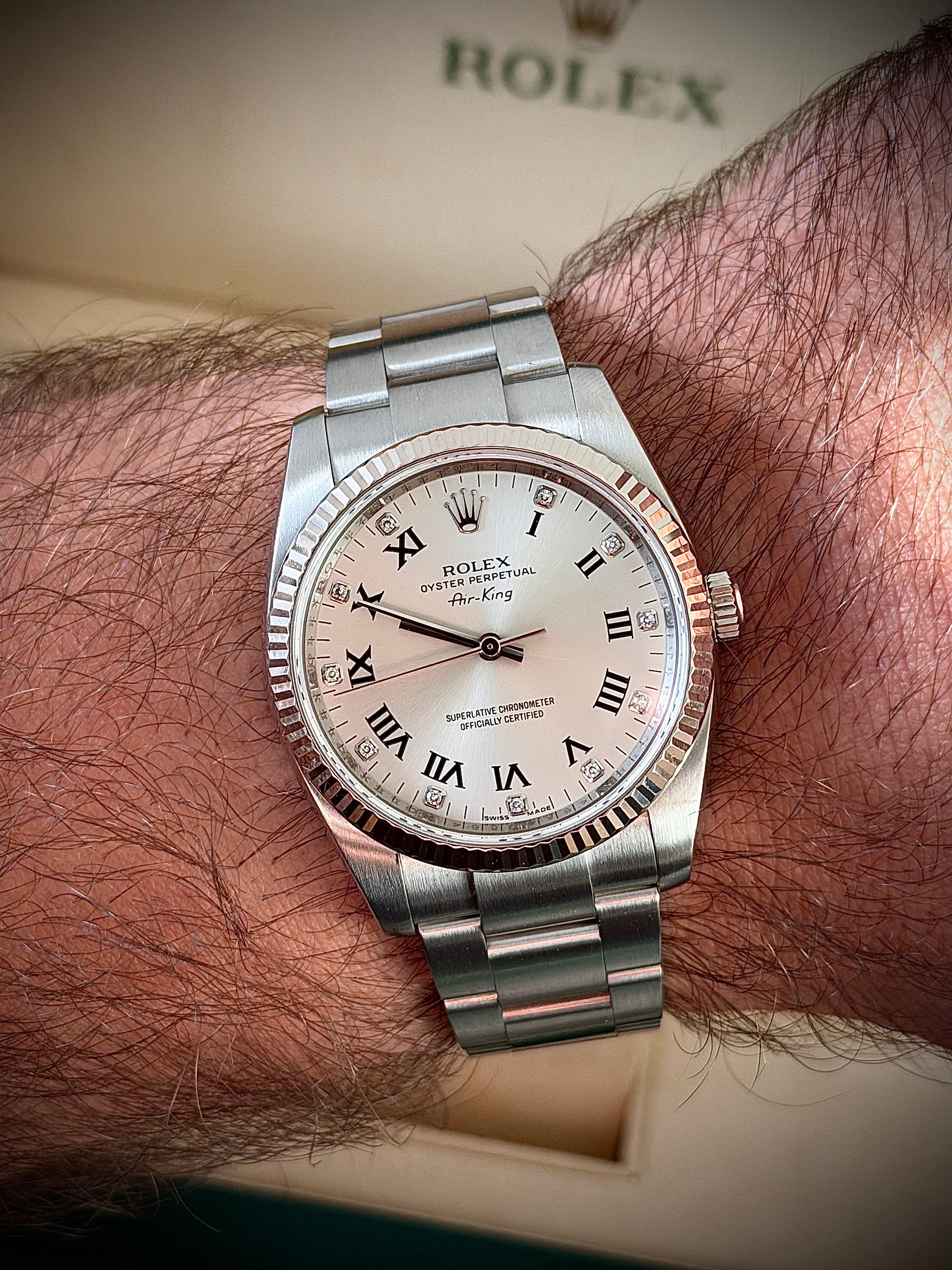 2015 ROLEX AIR-KING 34, 114234, DIAMOND DIAL, FULL SET, INC GST