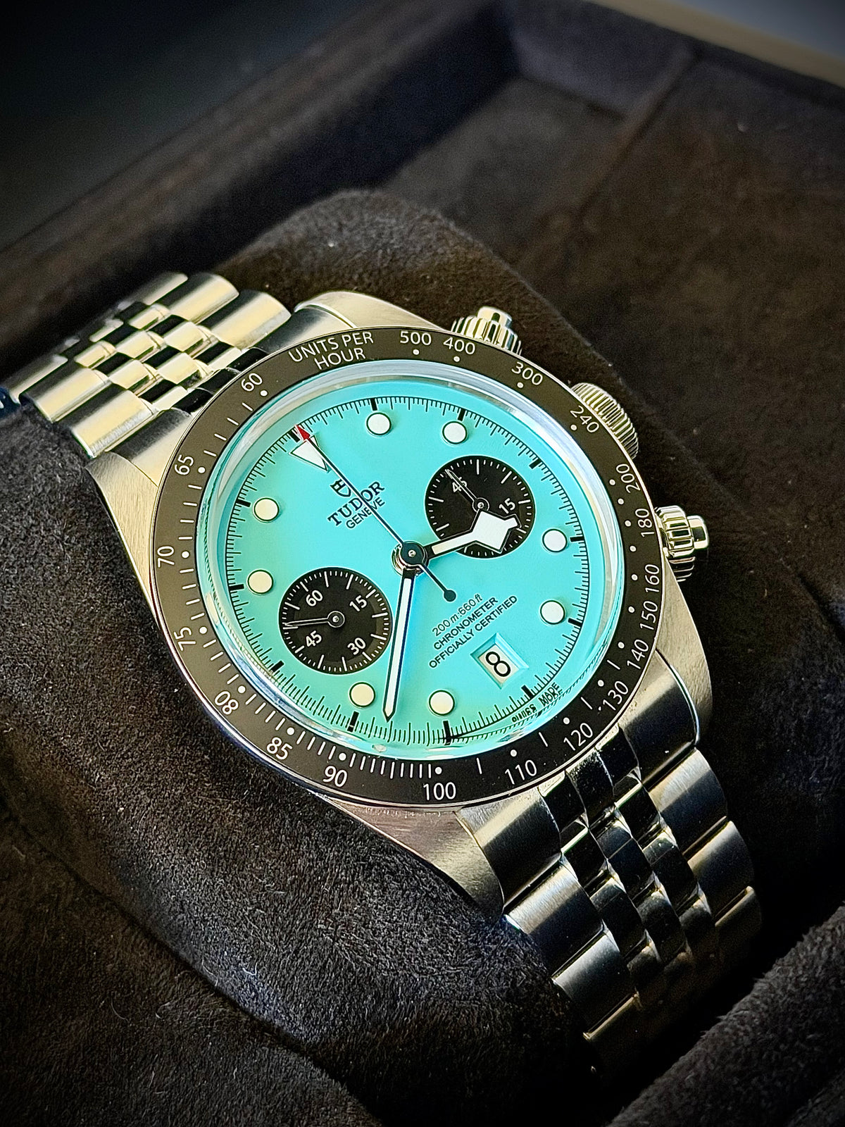 2025 TUDOR BLACK BAY CHRONO “FLAMINGO BLUE”, M79360N-0024, FULL SET, NEAR MINT CONDITION, INC GST