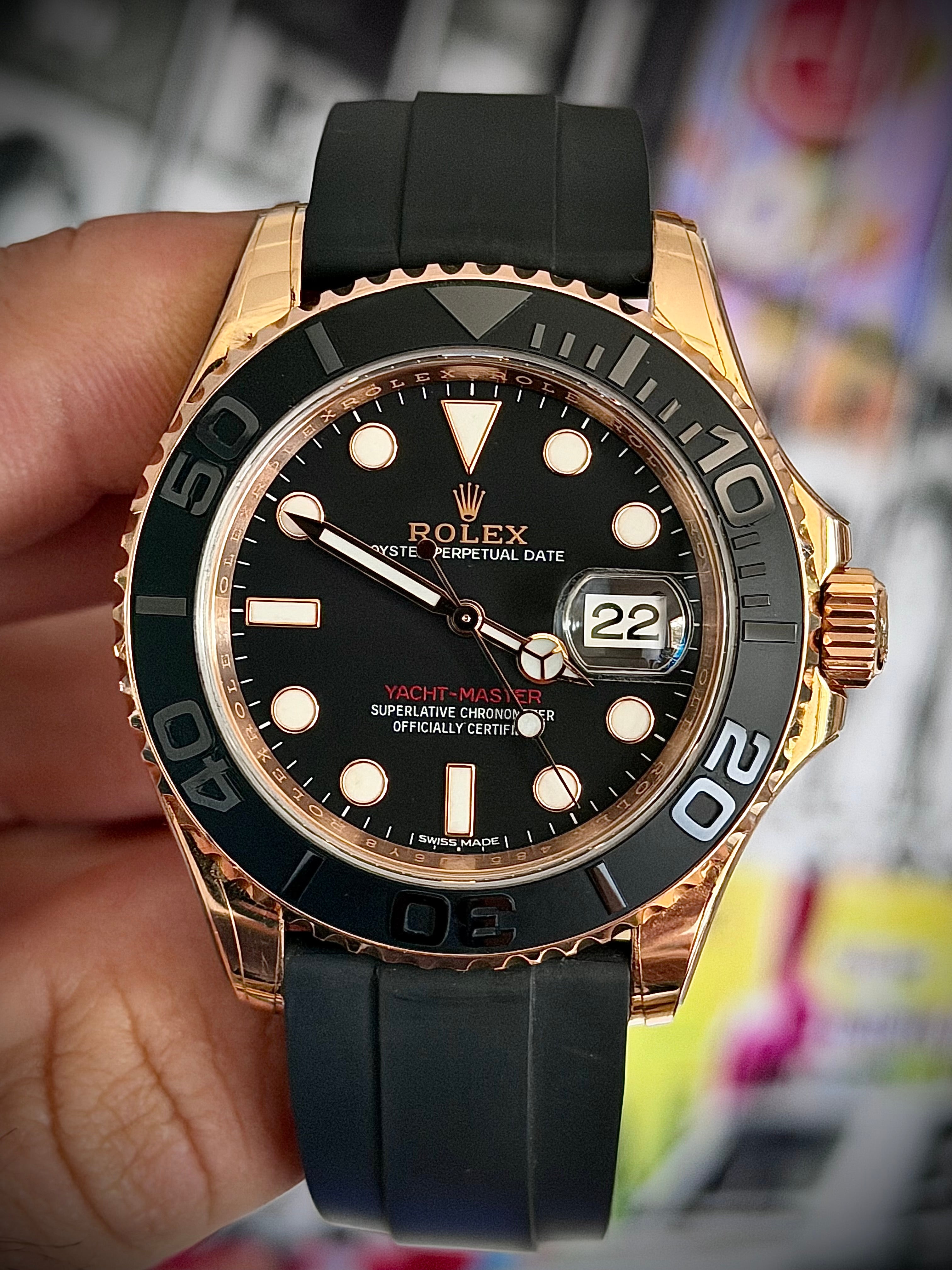 2017 ROLEX YACHT-MASTER 40 ROSE GOLD, 116655, FULL SET, INC GST