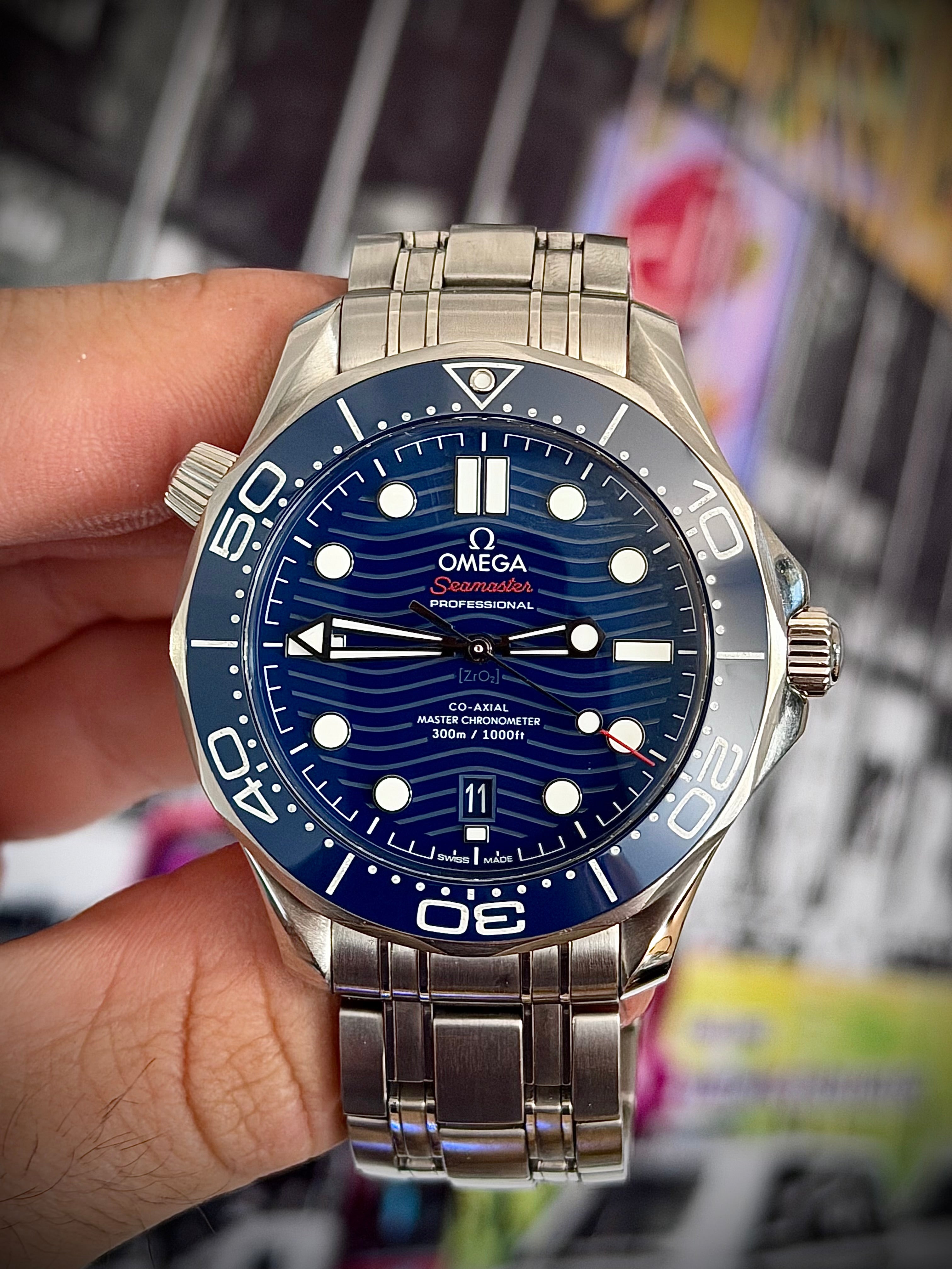 2021 OMEGA SEAMASTER 300, BLUE DIAL, FULL SET, INC GST