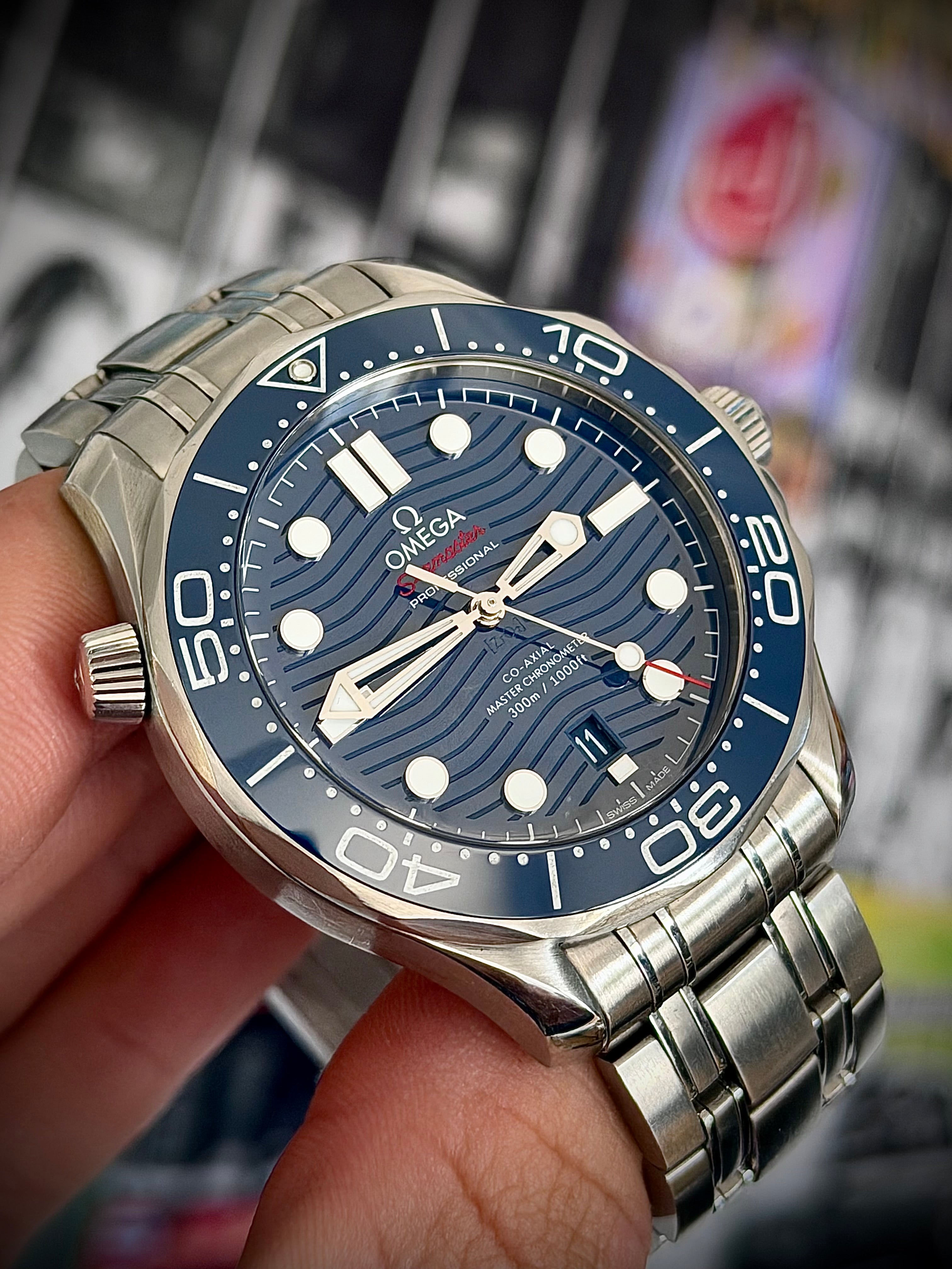 2021 OMEGA SEAMASTER 300, BLUE DIAL, FULL SET, INC GST