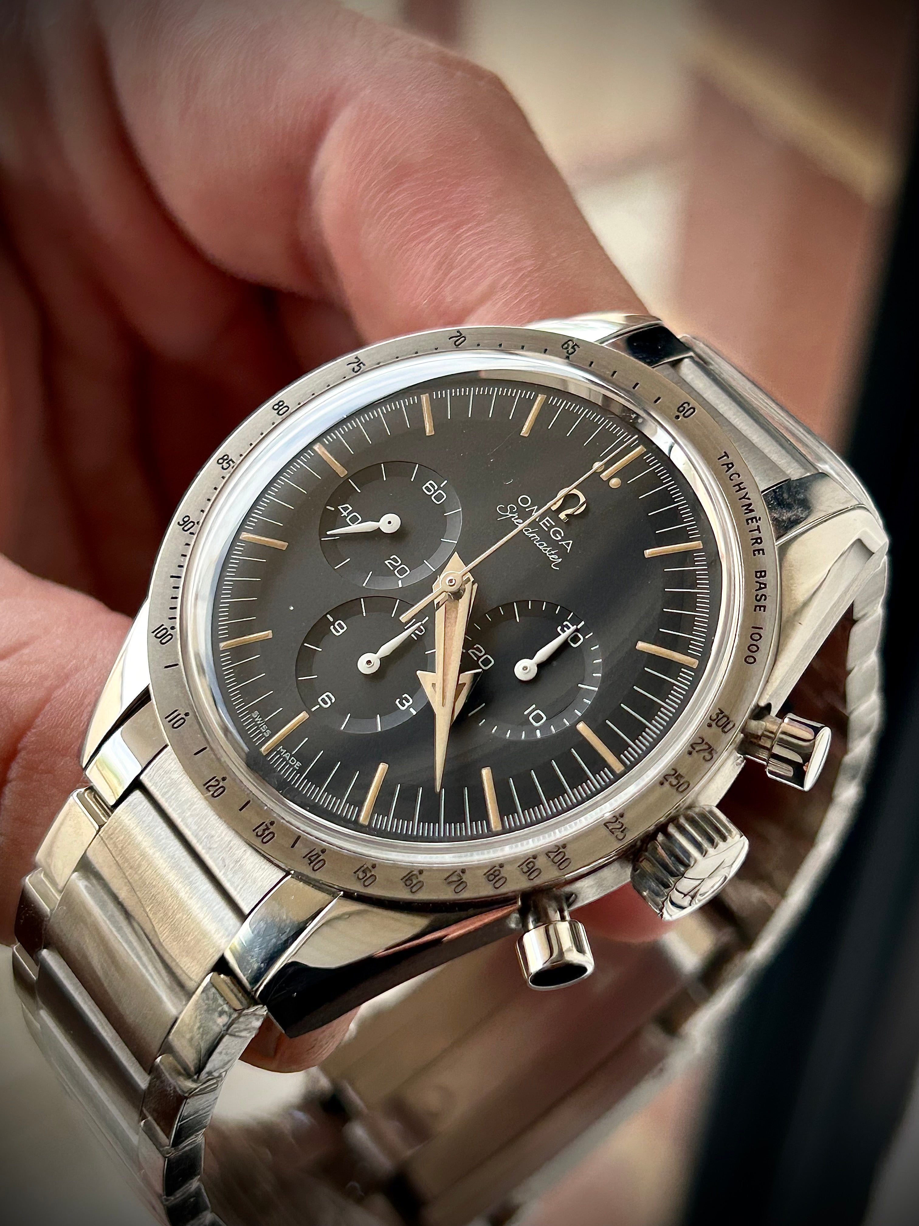 2019 OMEGA SPEEDMASTER, 1957 TRILOGY LIMITED EDITION, FULL SET, INC GST