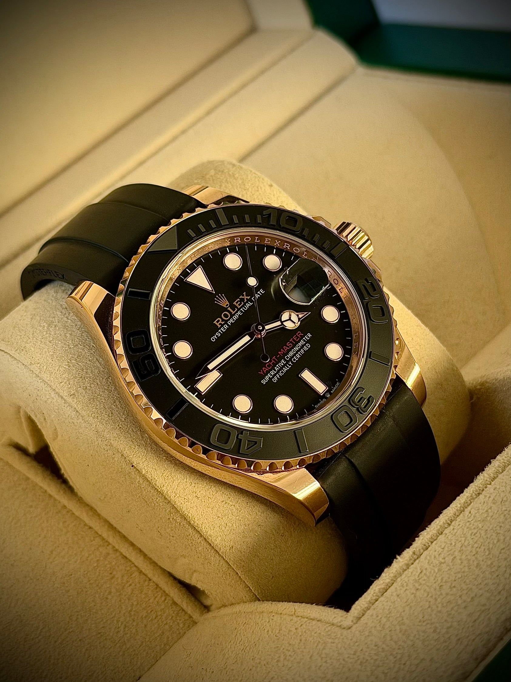 2024 ROLEX YACHT-MASTER 40, 126655, 18CT EVEROSE GOLD, OYSTERFLEX, FULL SET, INC GST