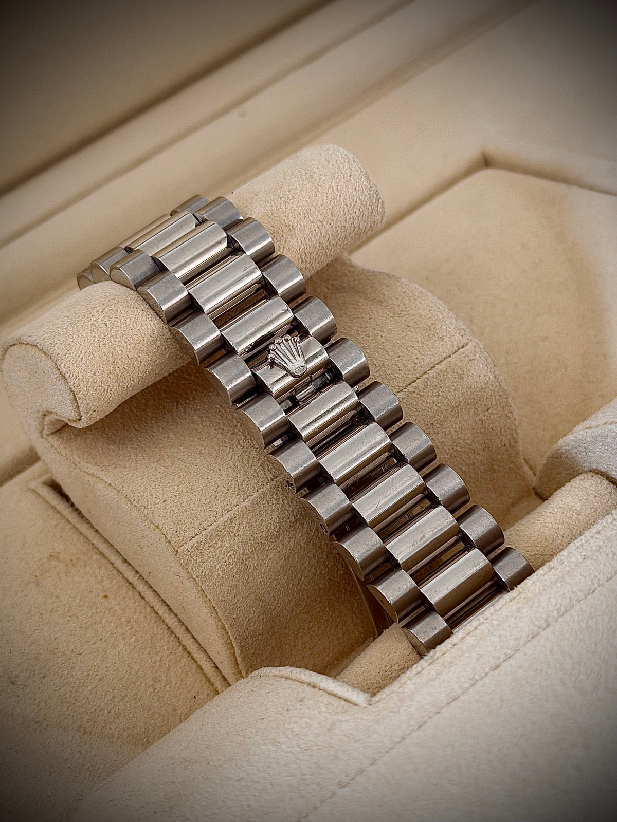 2014 ROLEX DAY-DATE II, 218206, PLATINUM, BLUE ROMAN DIAL, BOX & PAPERS, EXCELLENT CONDITION, INC GST
