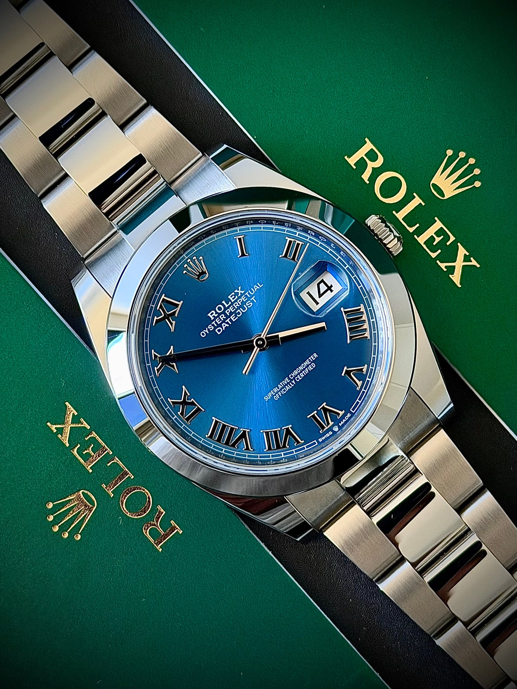 2025 ROLEX DATEJUST 41, AZZURO BLUE, 126300, MINT, FULL SET, INC GST