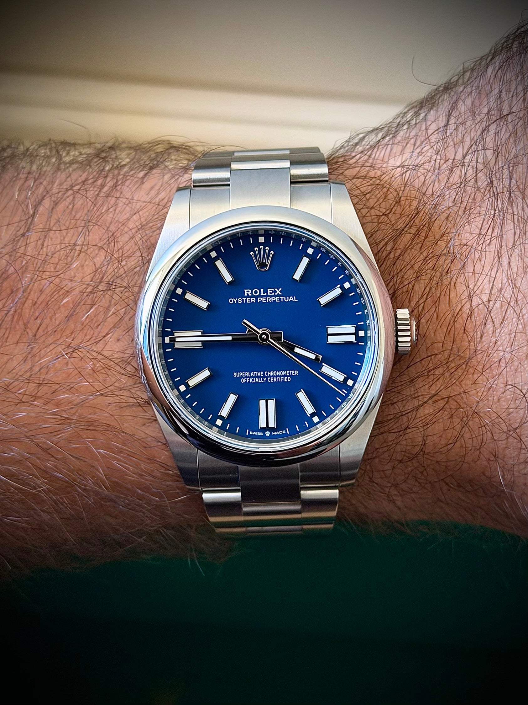 2025 ROLEX OYSTER PERPETUAL 41, MATTE BLUE DIAL, FULL SET, INC GST