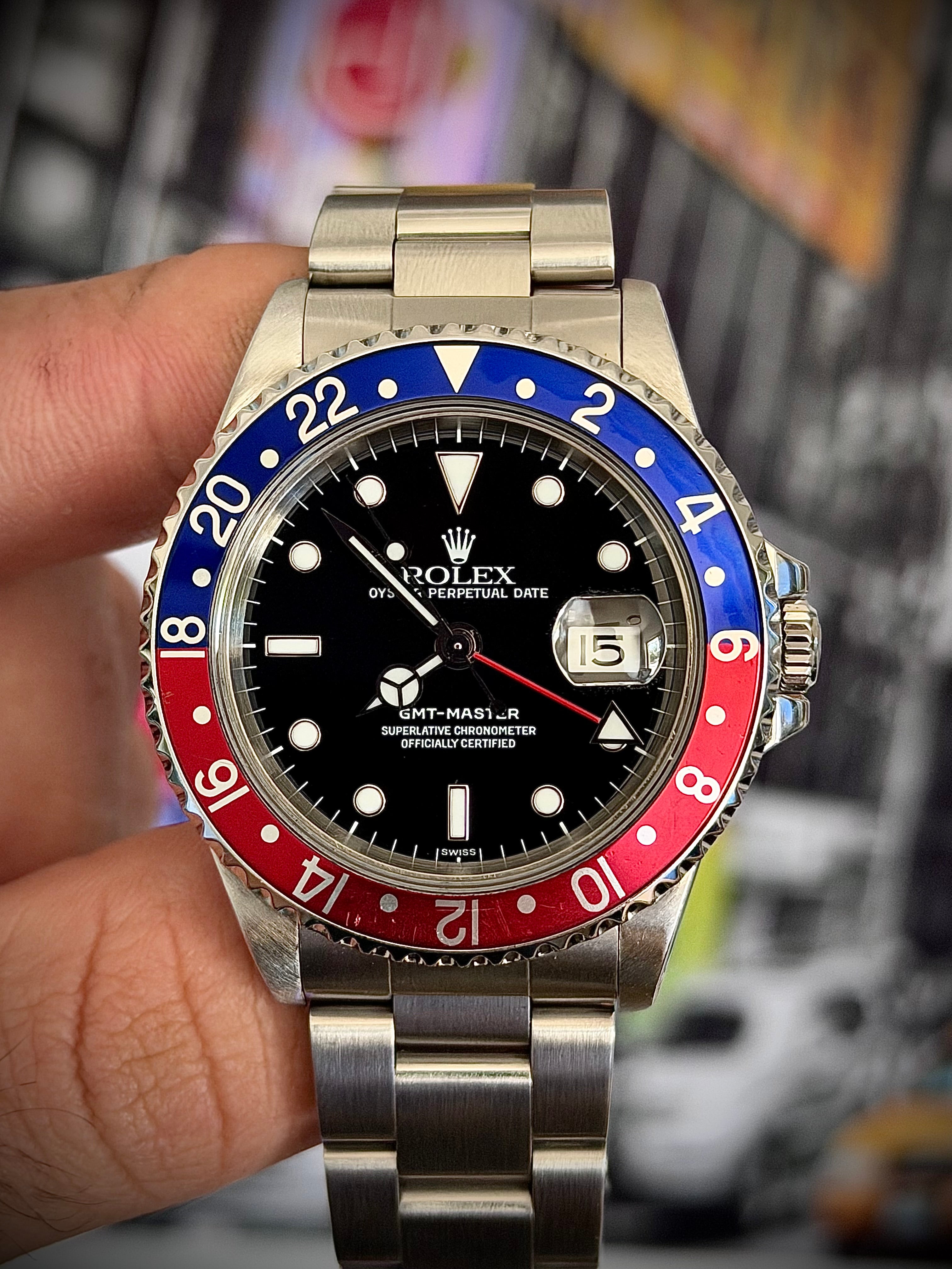 1999 ROLEX GMT MASTER II, PEPSI, SWISS ONLY, 16700, WATCH ONLY, INC GST