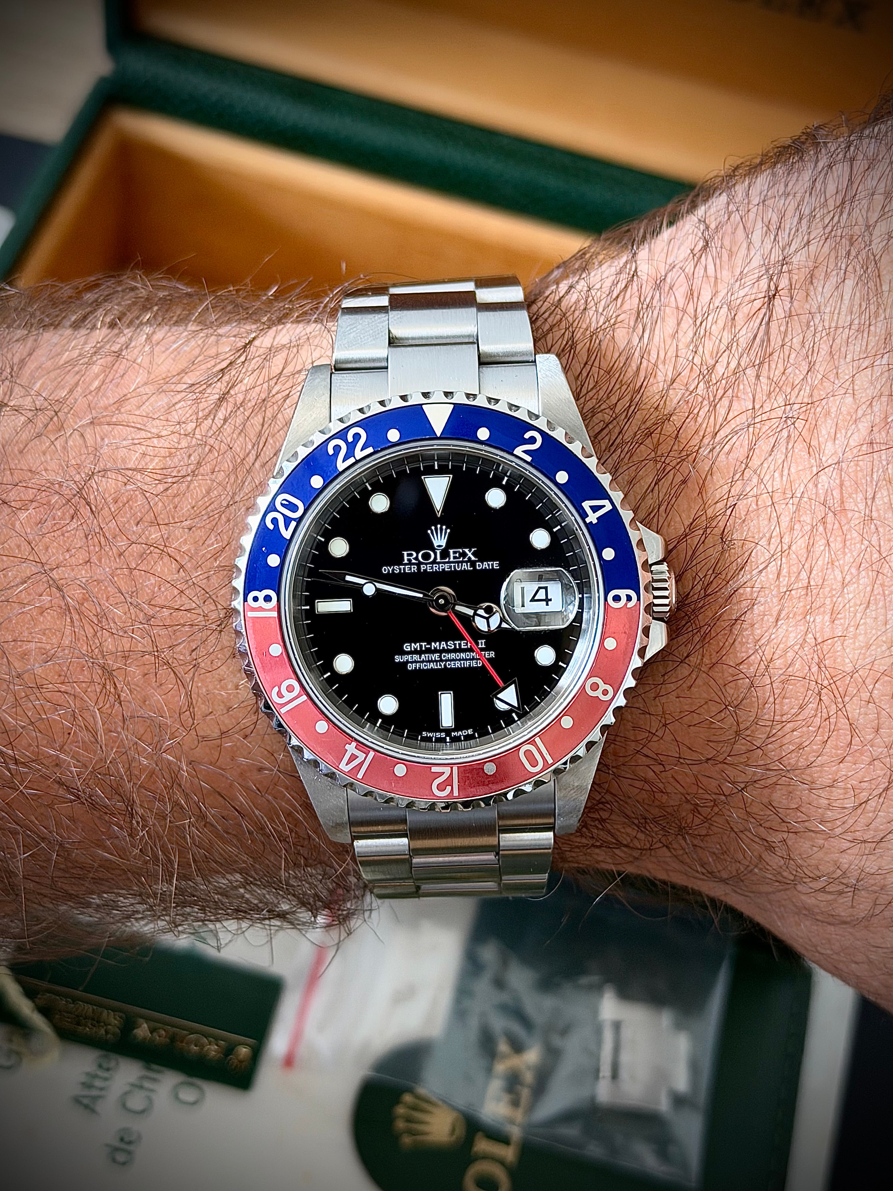2004 ROLEX GMT-MASTER II, 16710 “PEPSI”, BOX, PAPERS AND ORIGINAL RECEIPT ,  INC GST