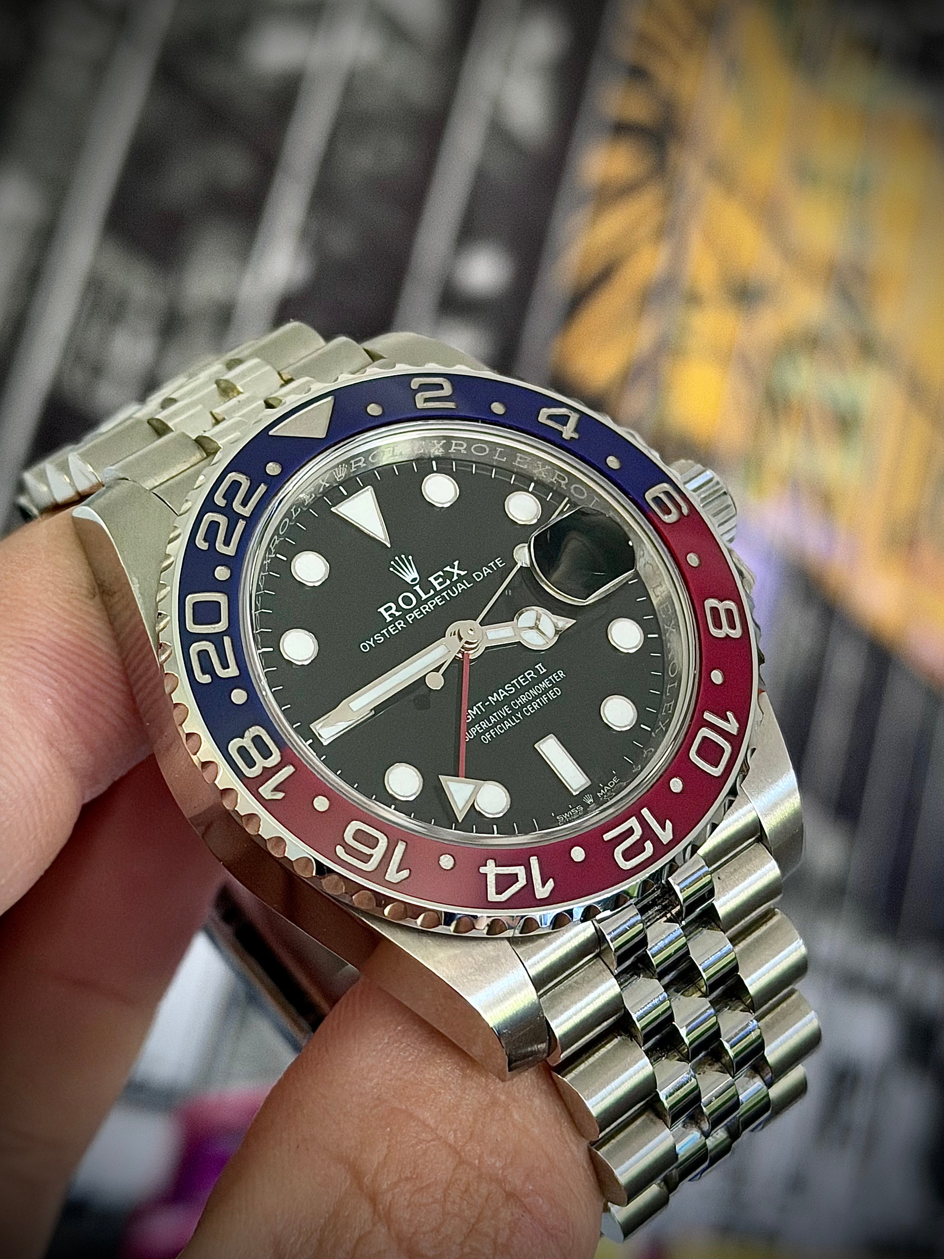 2019 ROLEX GMT MASTER II, PEPSI, 126710BLRO, FULL SET, INC GST