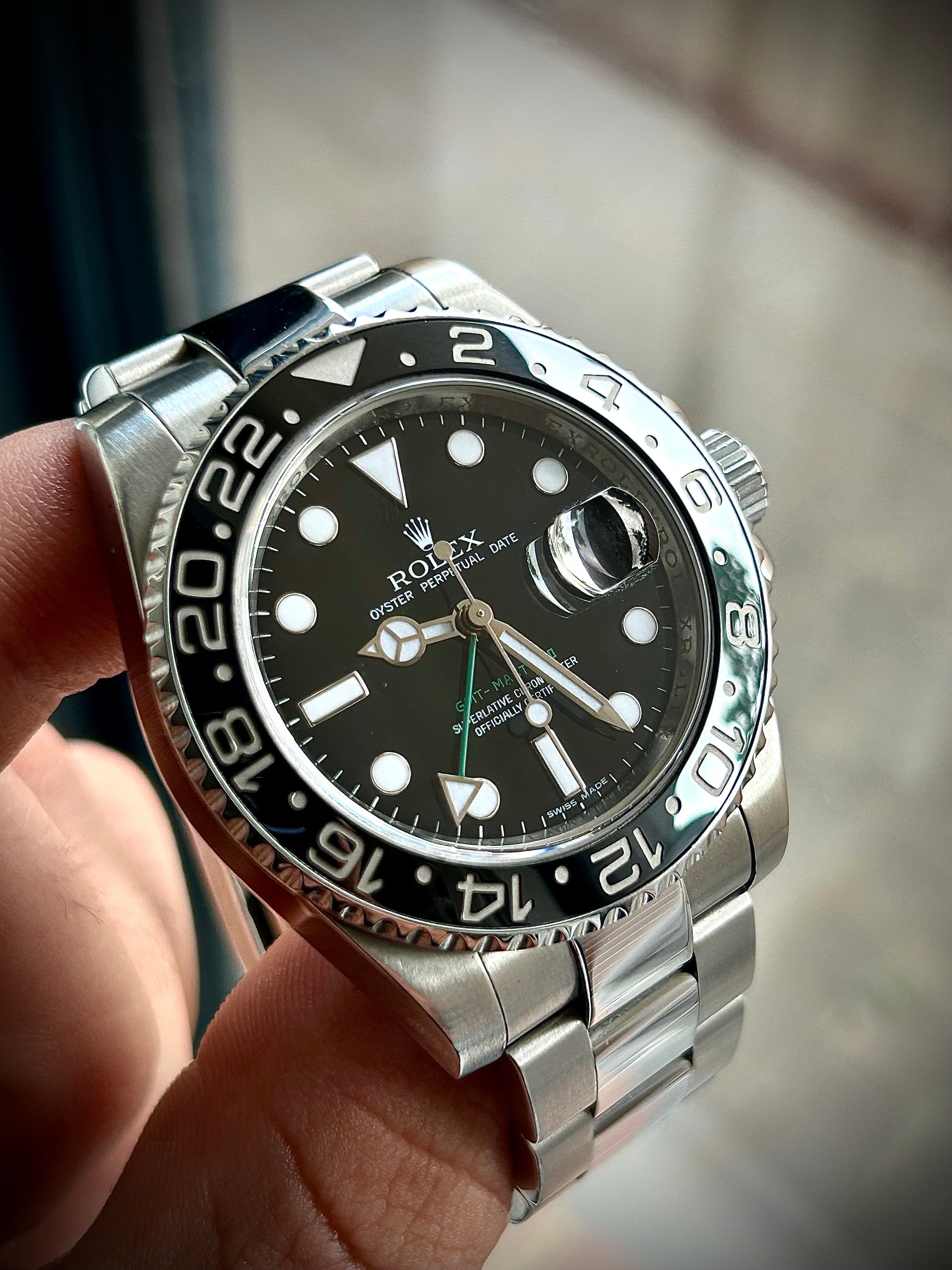 2007 ROLEX GMT MASTER II, 116710LN, FULL SET, INC GST