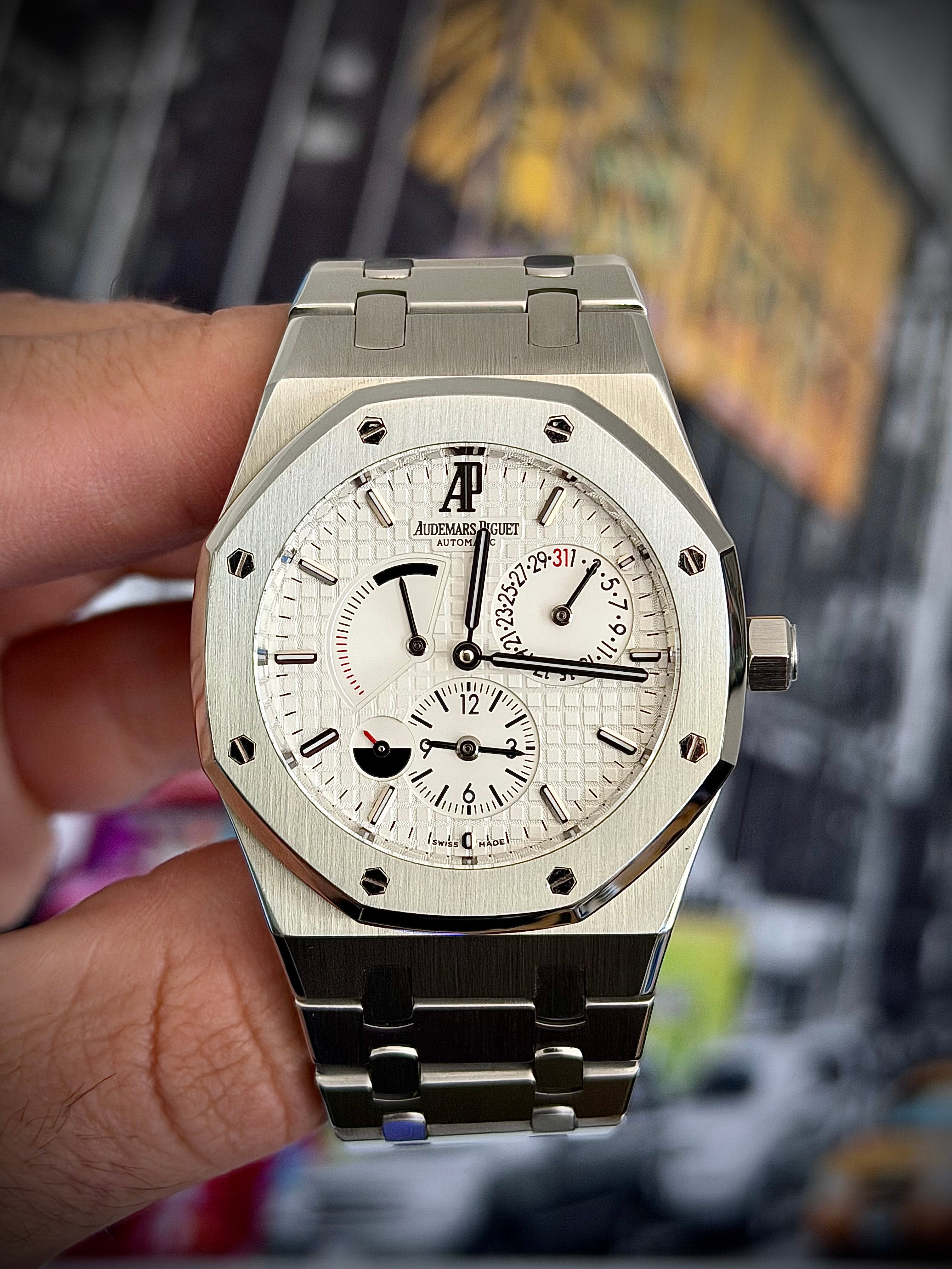 2010 AUDEMARS PIGUET ROYAL WHITE DIAL, DUAL TIME, 26120ST, FULL SET, INC GST