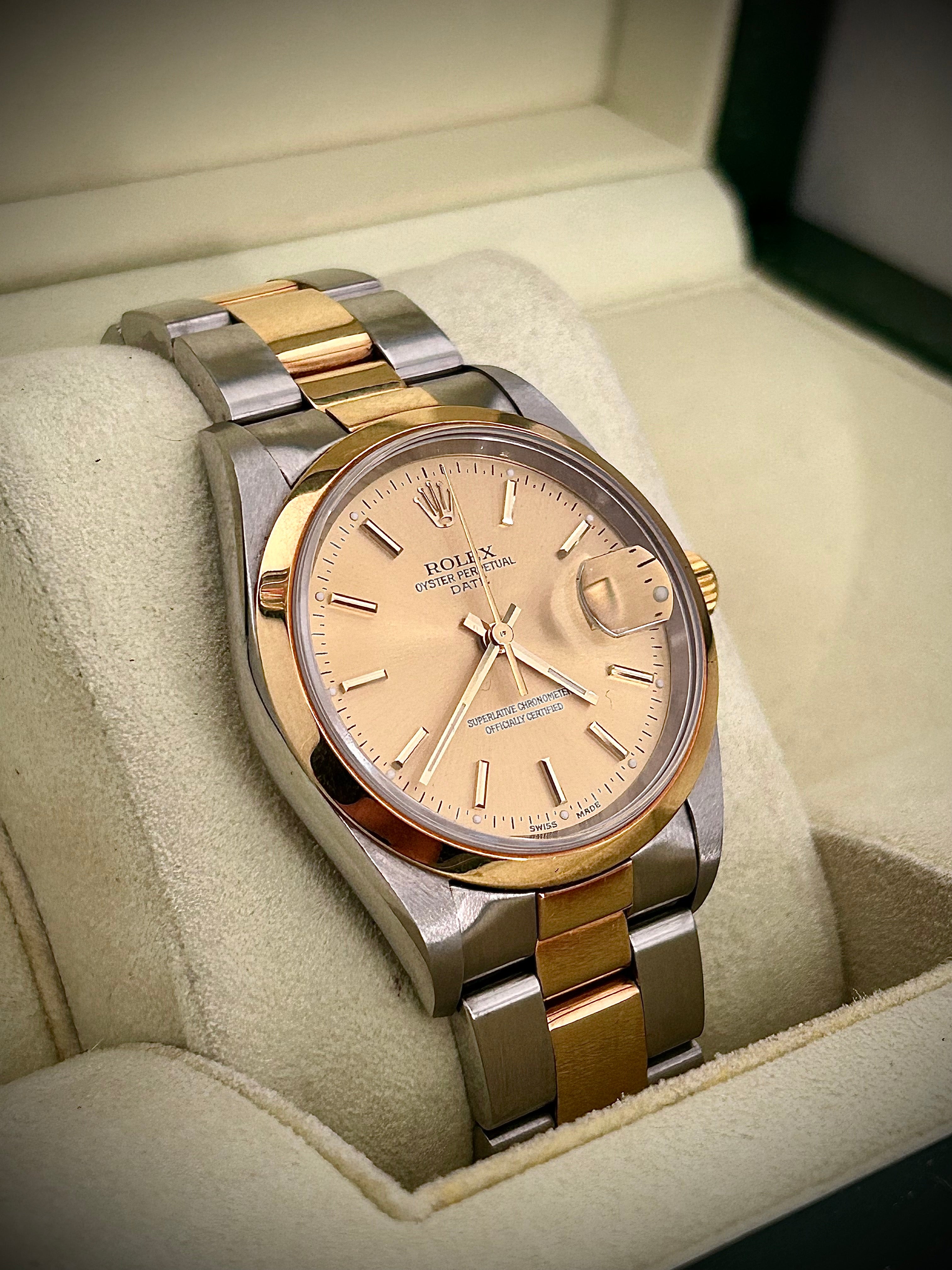 2006 ROLEX OYSTER PERPETUAL DATE 34MM, TWO TONE, 15203, FULL SET, RSC SERVICE, INC GST