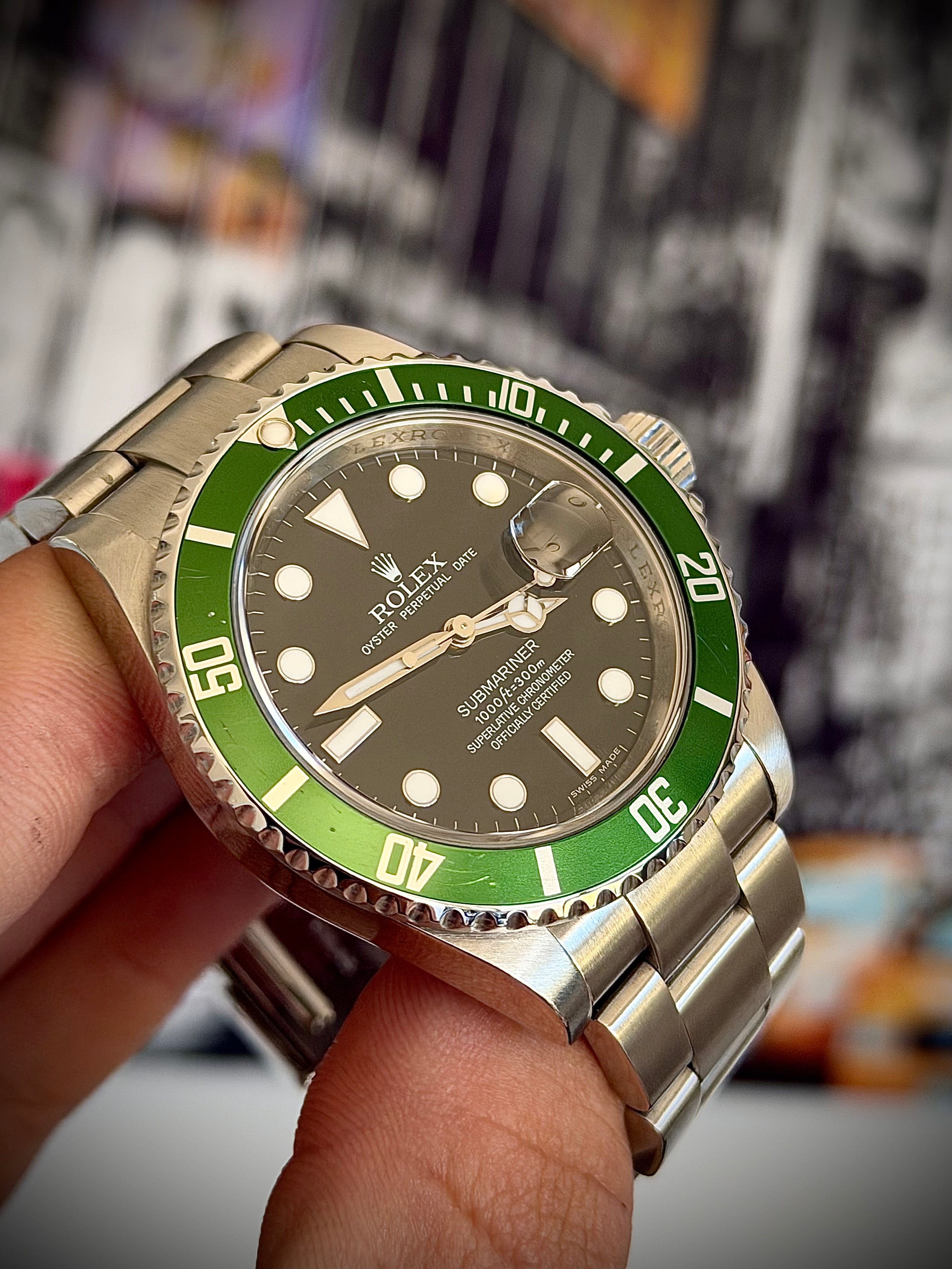 2010 ROLEX SUBMARINER DATE, KERMIT, 16610LV, FULL SET, INC GST