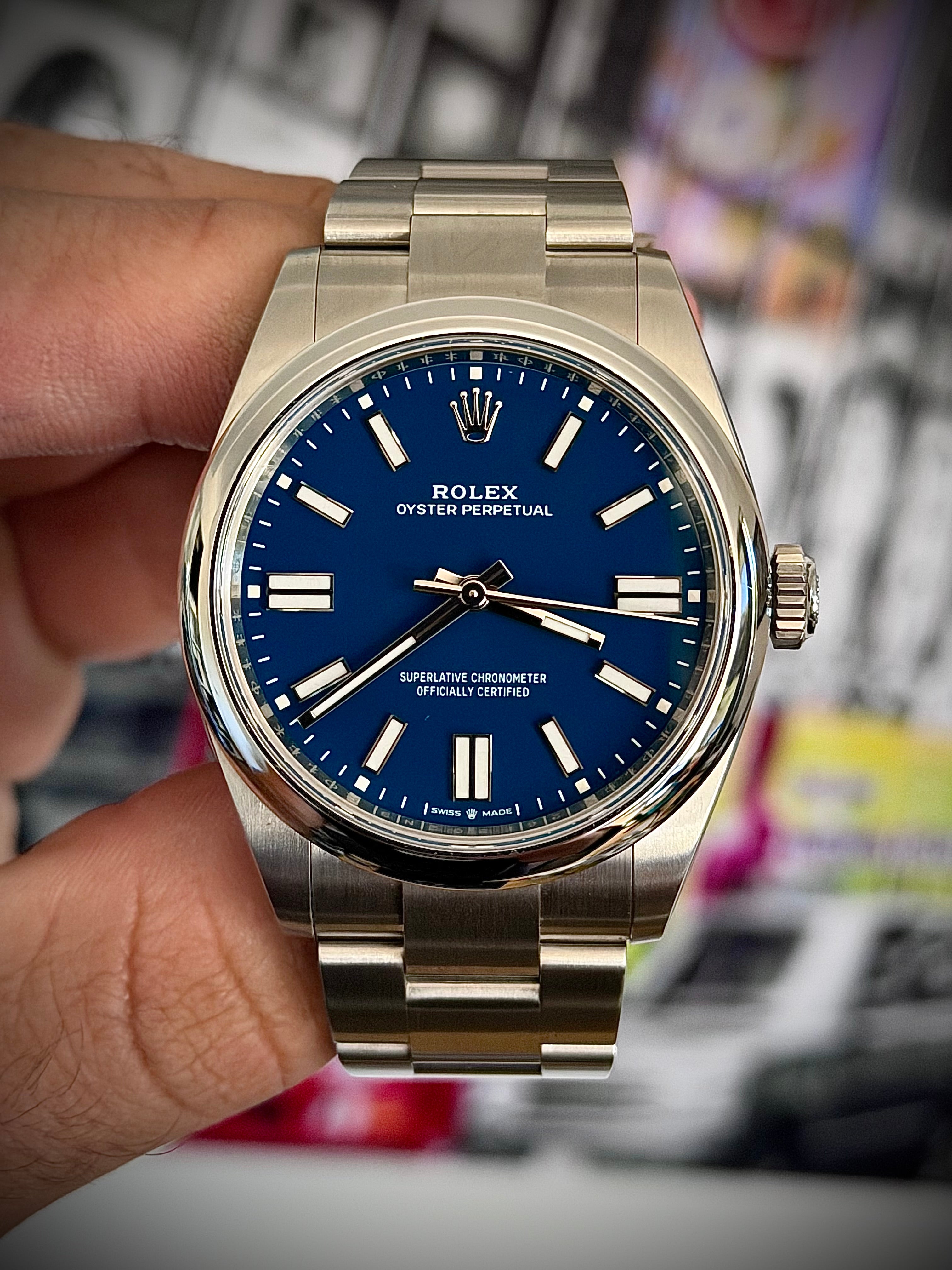 2025 ROLEX OYSTER PERPETUAL 41, MATTE BLUE DIAL, FULL SET, INC GST