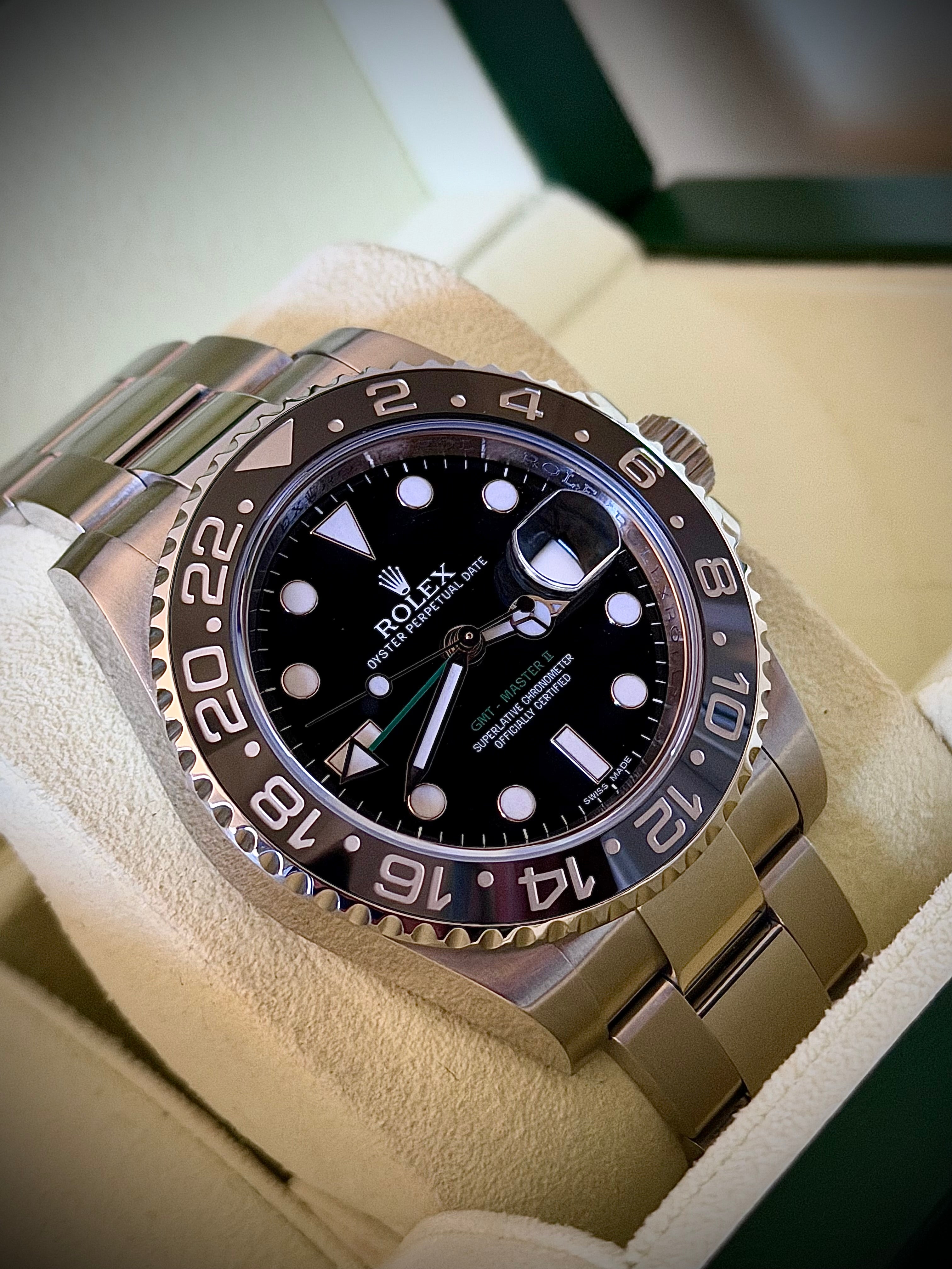 2012 ROLEX GMT-MASTER II, 116710LN, GREEN GMT HAND, FULL SET, INC GST