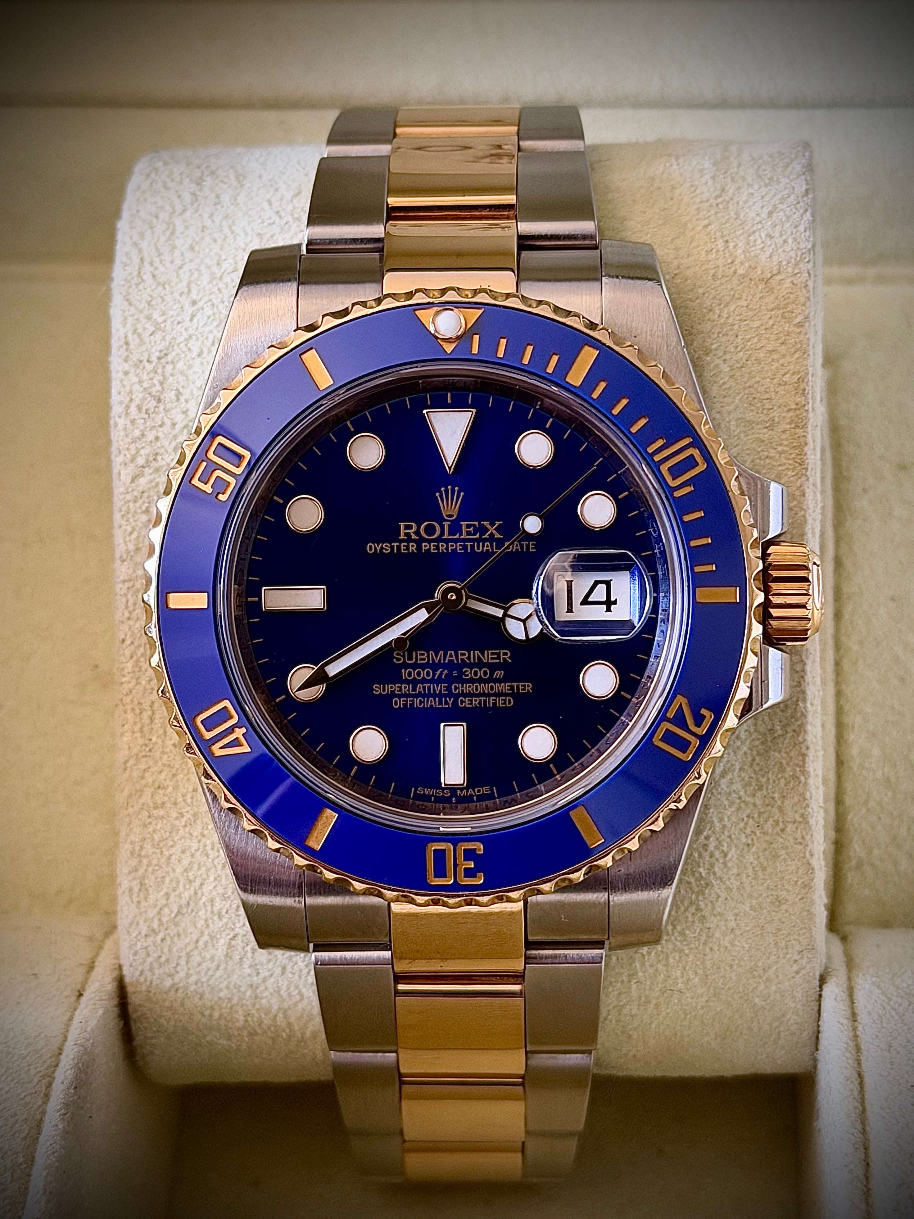 2013 ROLEX SUBMARINER DATE “BLUESY”, 116613LB, BOX & PAPERS, INC GST