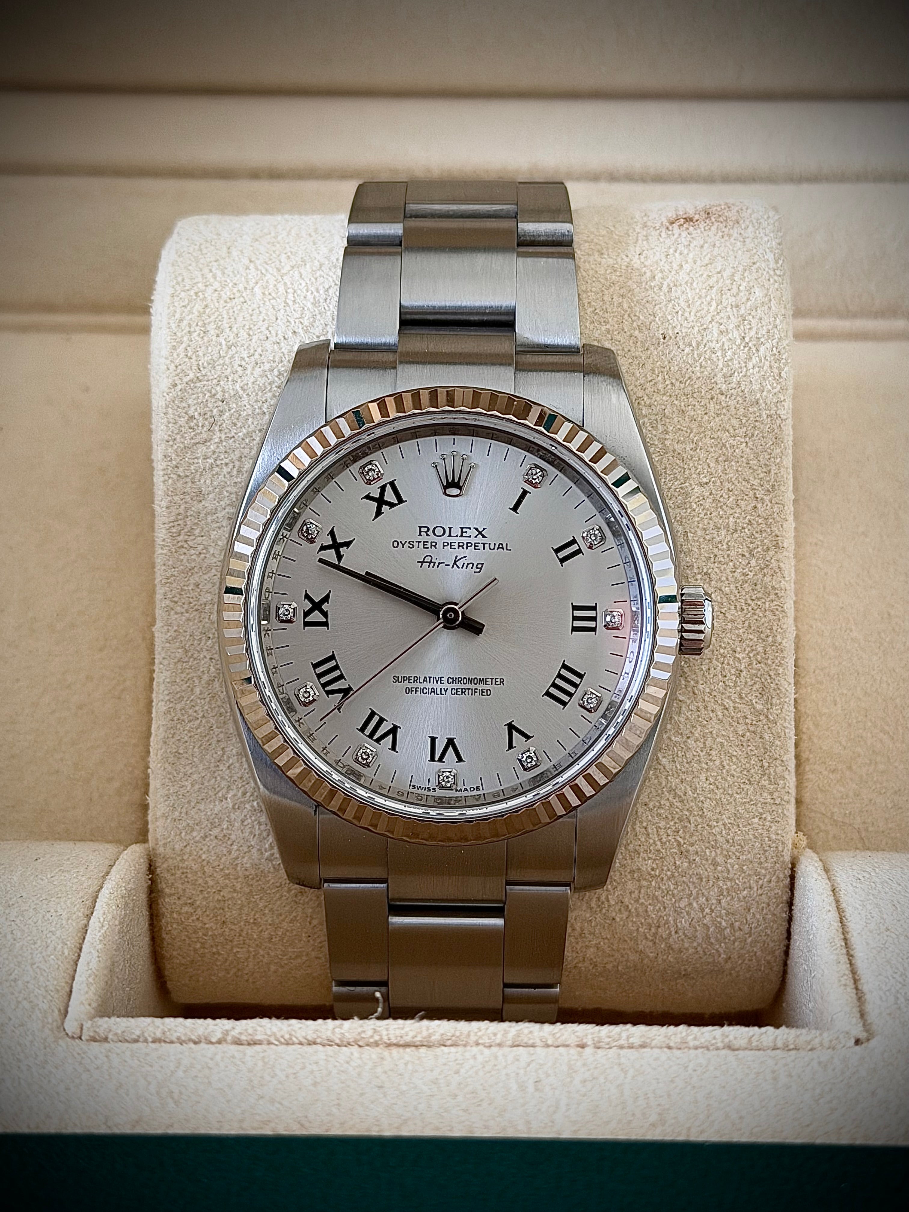 2015 ROLEX AIR-KING 34, 114234, DIAMOND DIAL, FULL SET, INC GST