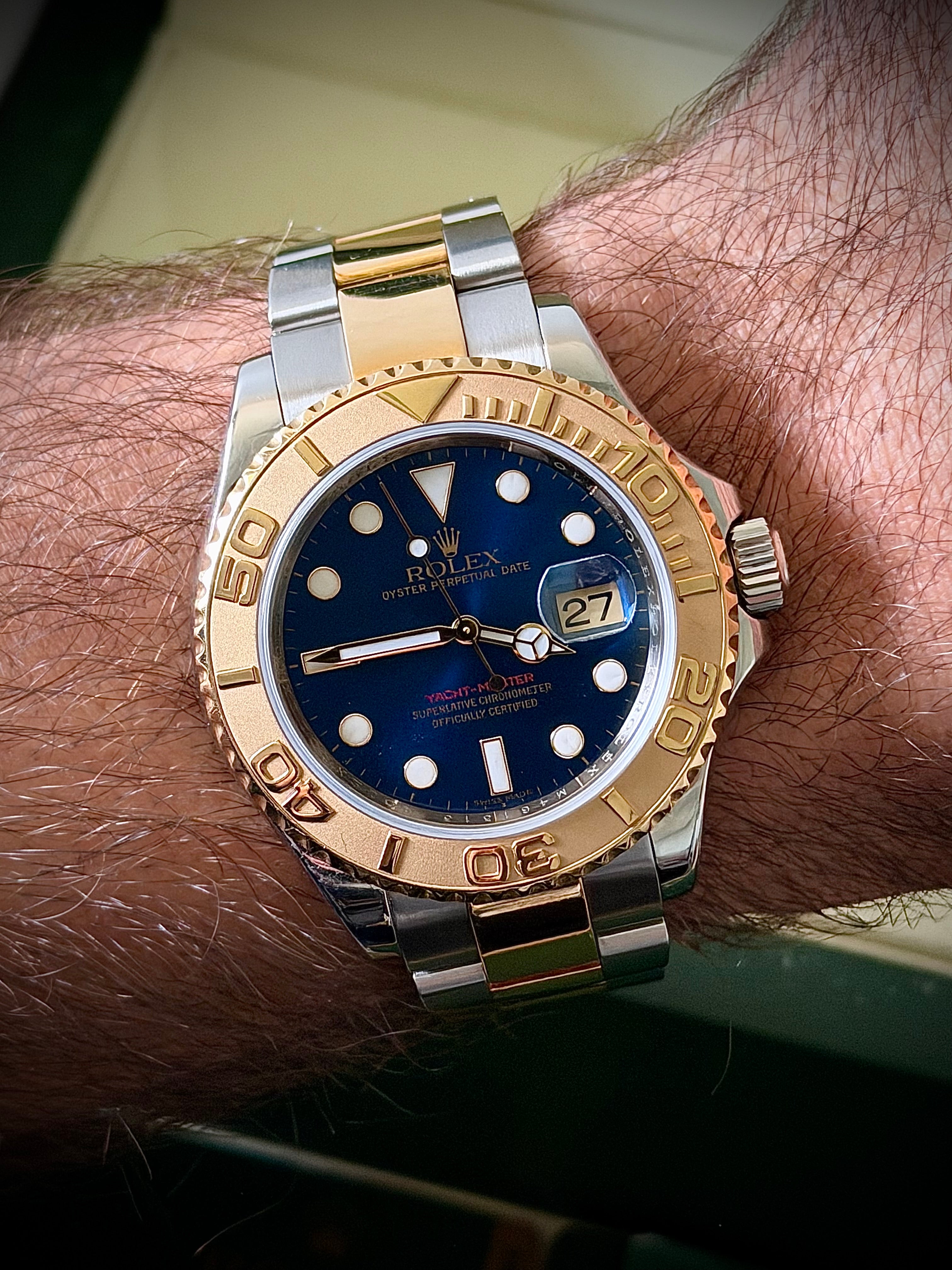 2008 ROLEX YACHT MASTER 40, 16623, BLUE DIAL, TWO-TONE, FULL SET, INC GST