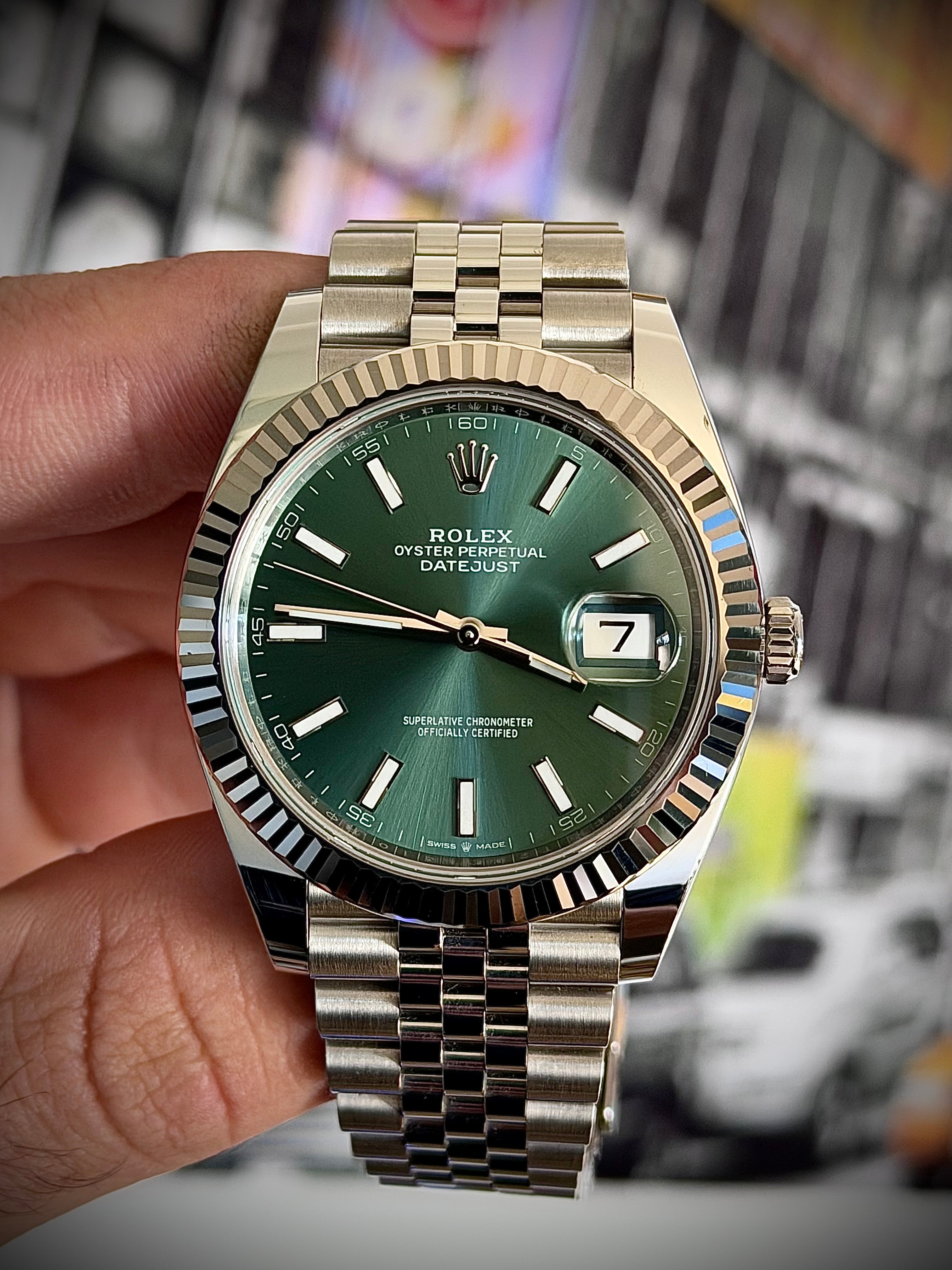 2025 ROLEX DATEJUST 41, MINT GREEN, 126334, FULL SET, INC GST