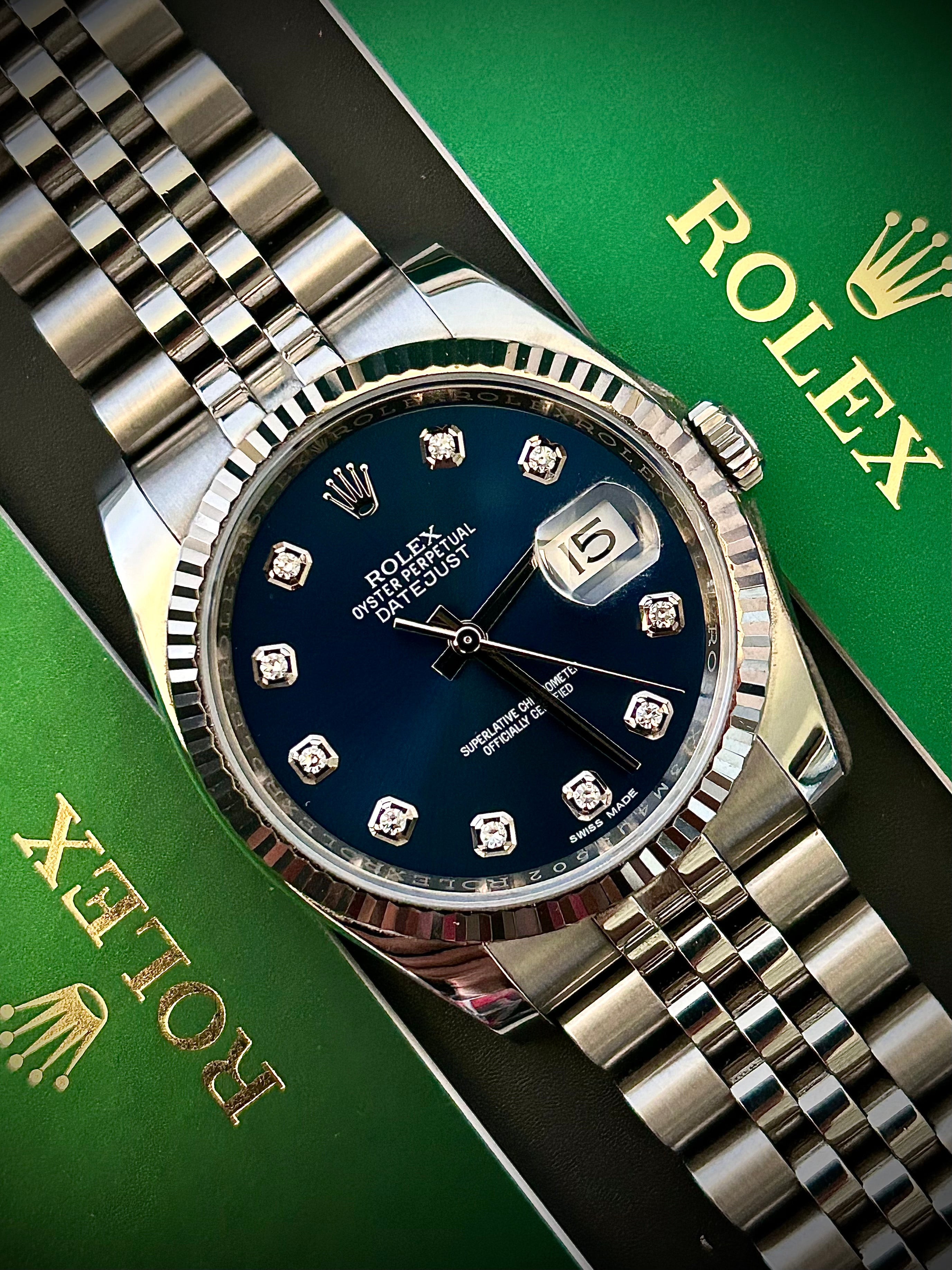 2017 ROLEX DATEJUST 36, 116234, BLUE DIAMOND  DIAL, FULL SET, INC GST