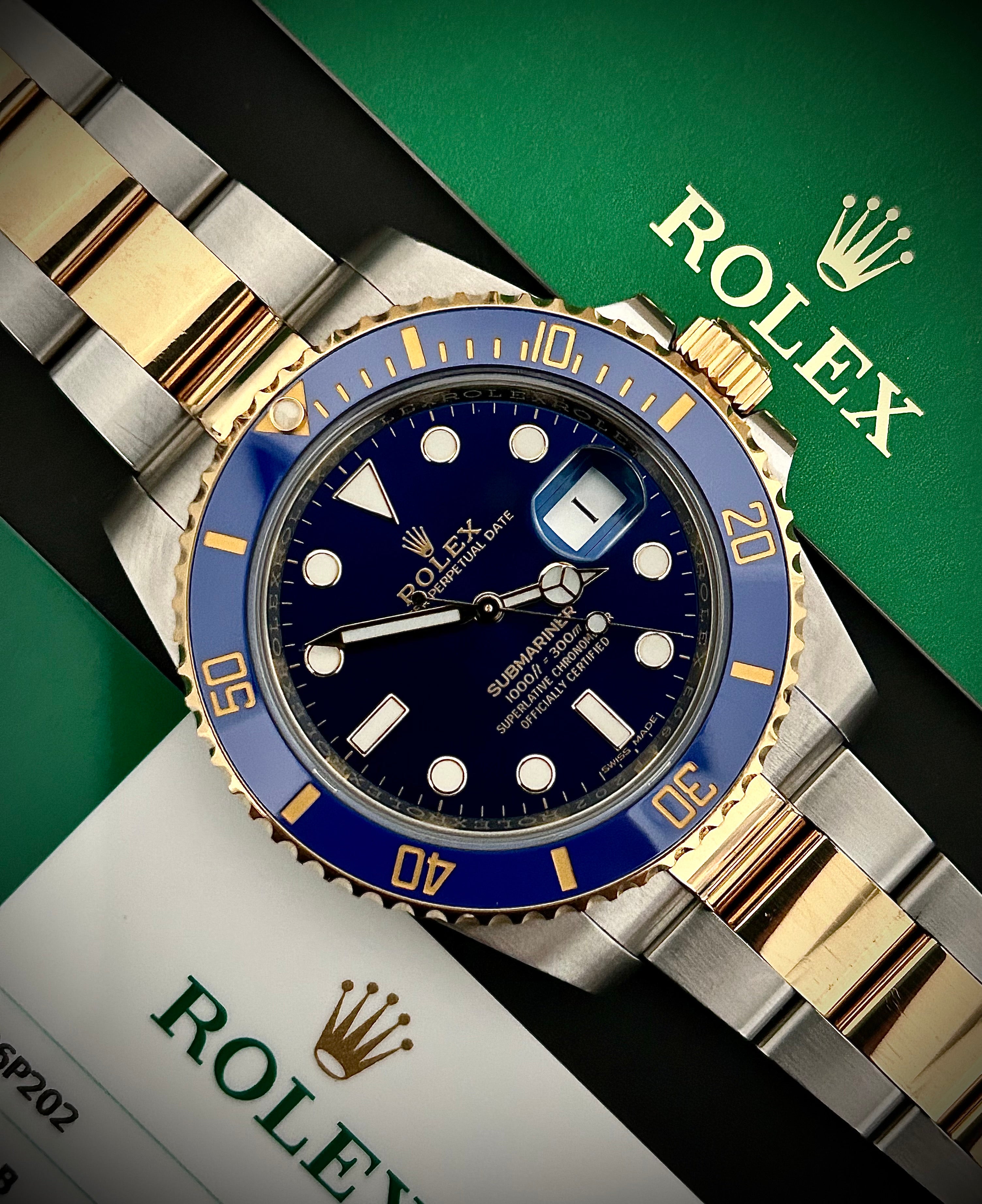 2019 ROLEX SUBMARINER BLUESY 116613LB, BOX AND PAPERS, INC GST